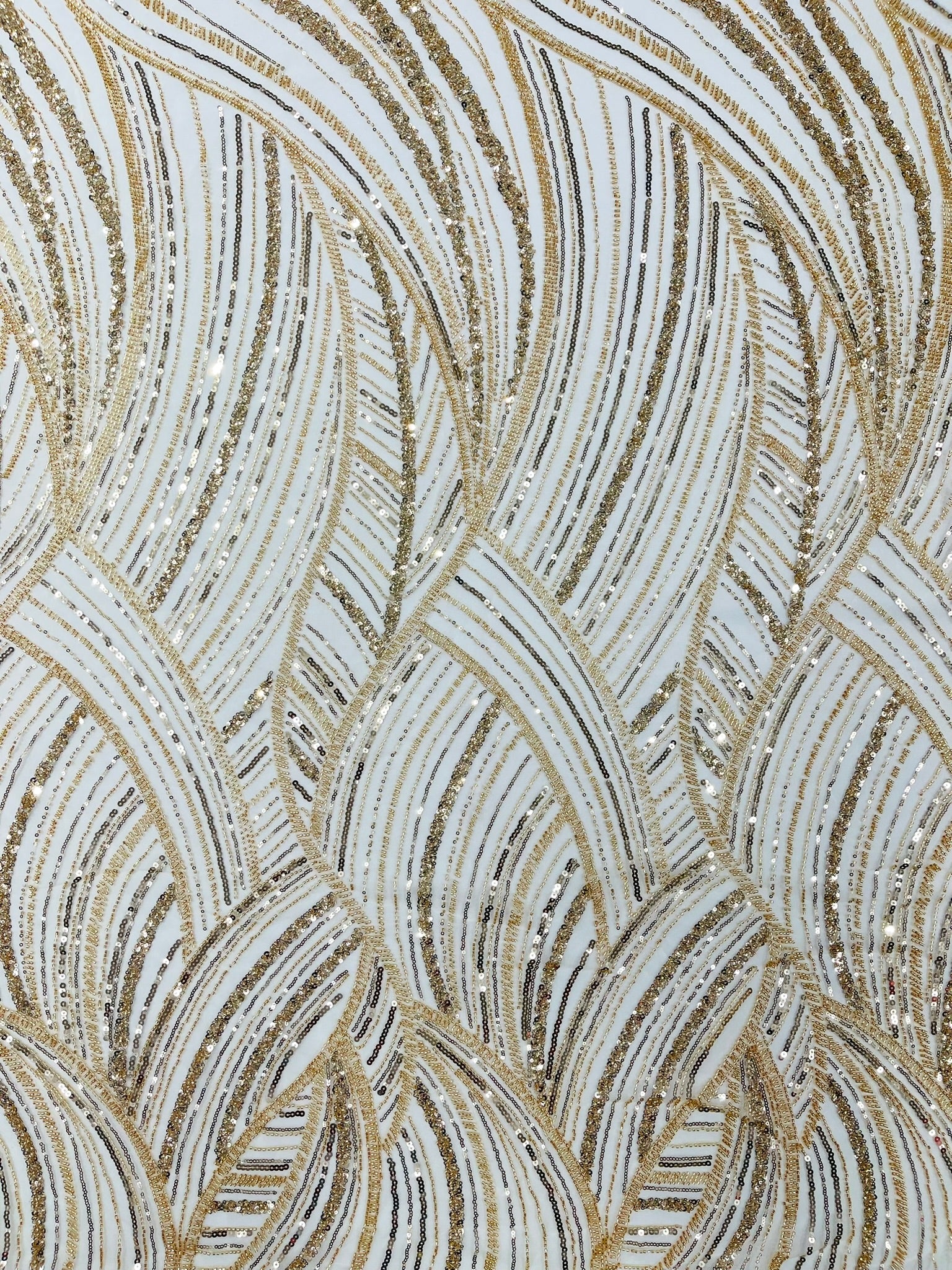 Luxury Feather Damask Beaded Lace Fabric| Prom| Wedding| By The Yard.
