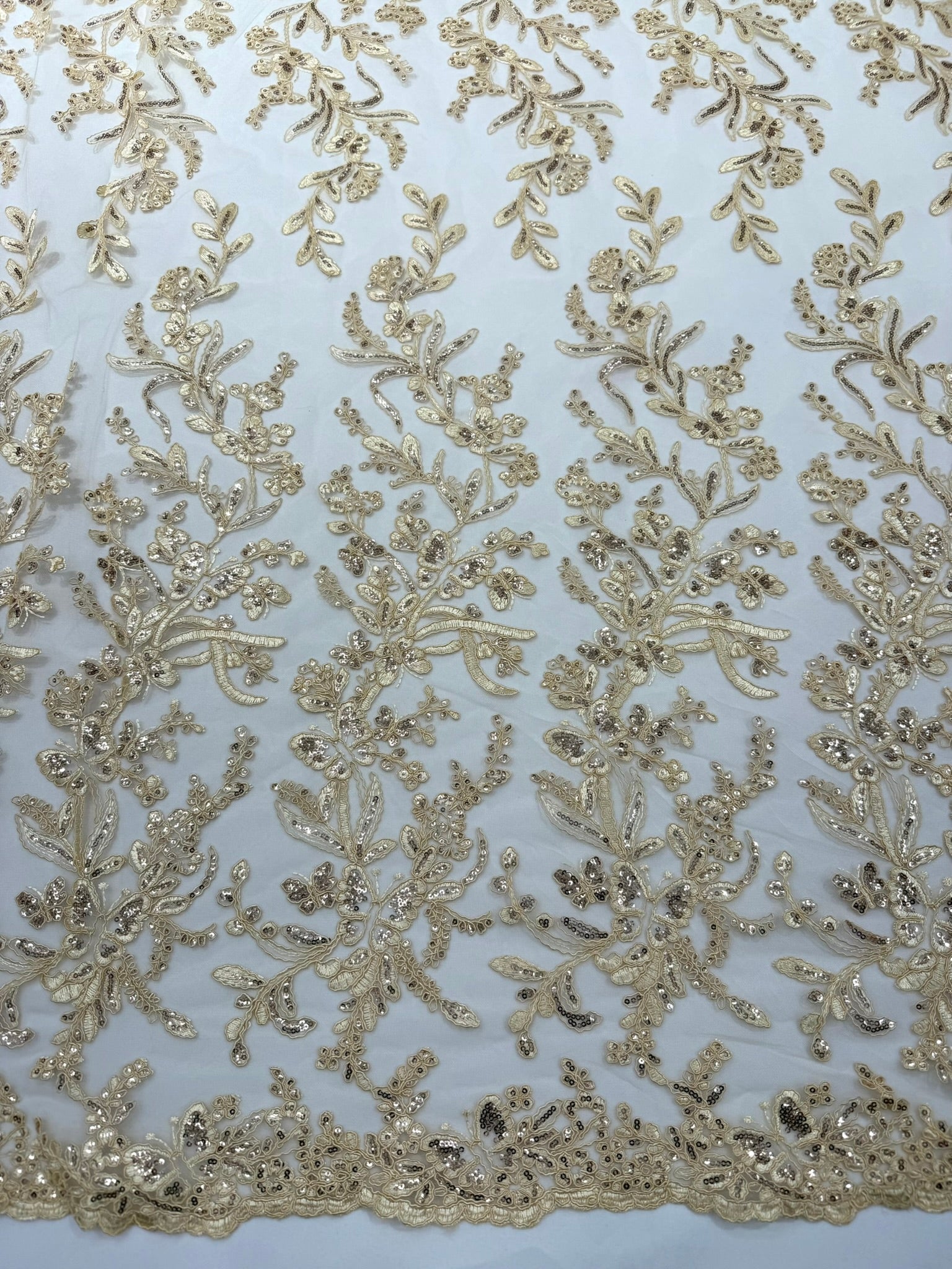 Corded Lace with Butterfly Embroidery and Sequin on Mesh 54" Wide | VIP Textile Inc.