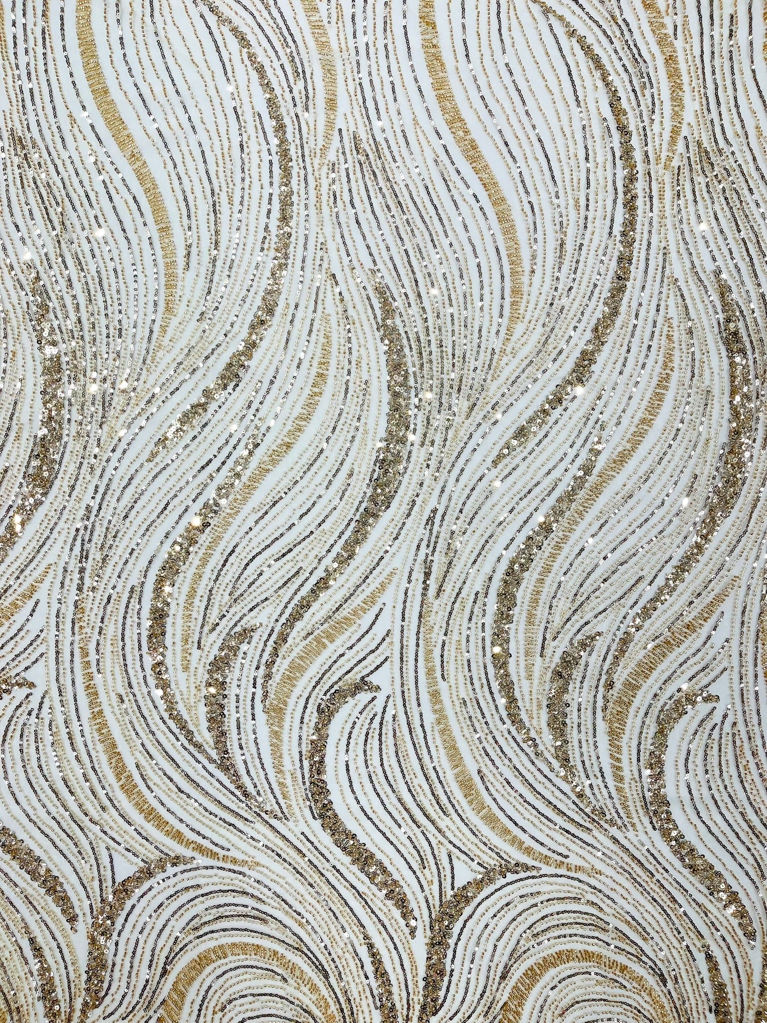 Luxury Wave Beaded Lace Fabric| Prom| Wedding| By The Yard.
