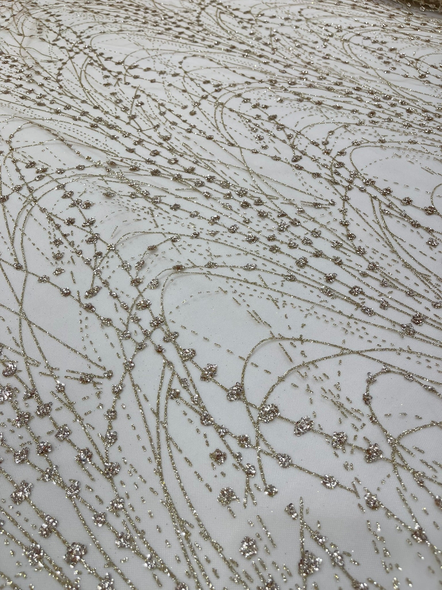 Glitter Galaxy Design On A Mesh Lace Fabric/Prom.
