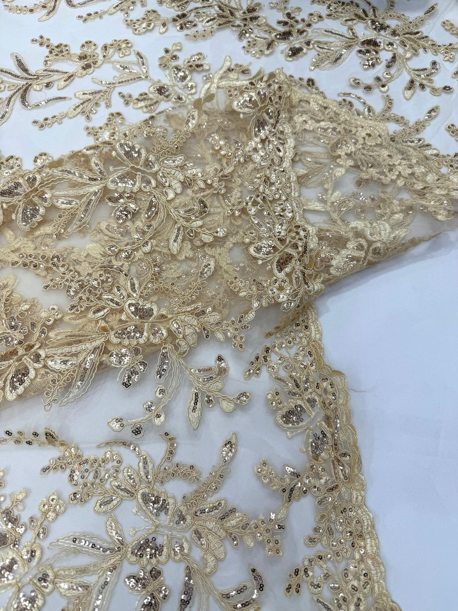 Corded Lace with Butterfly Embroidery and Sequin on Mesh 54" Wide | VIP Textile Inc.