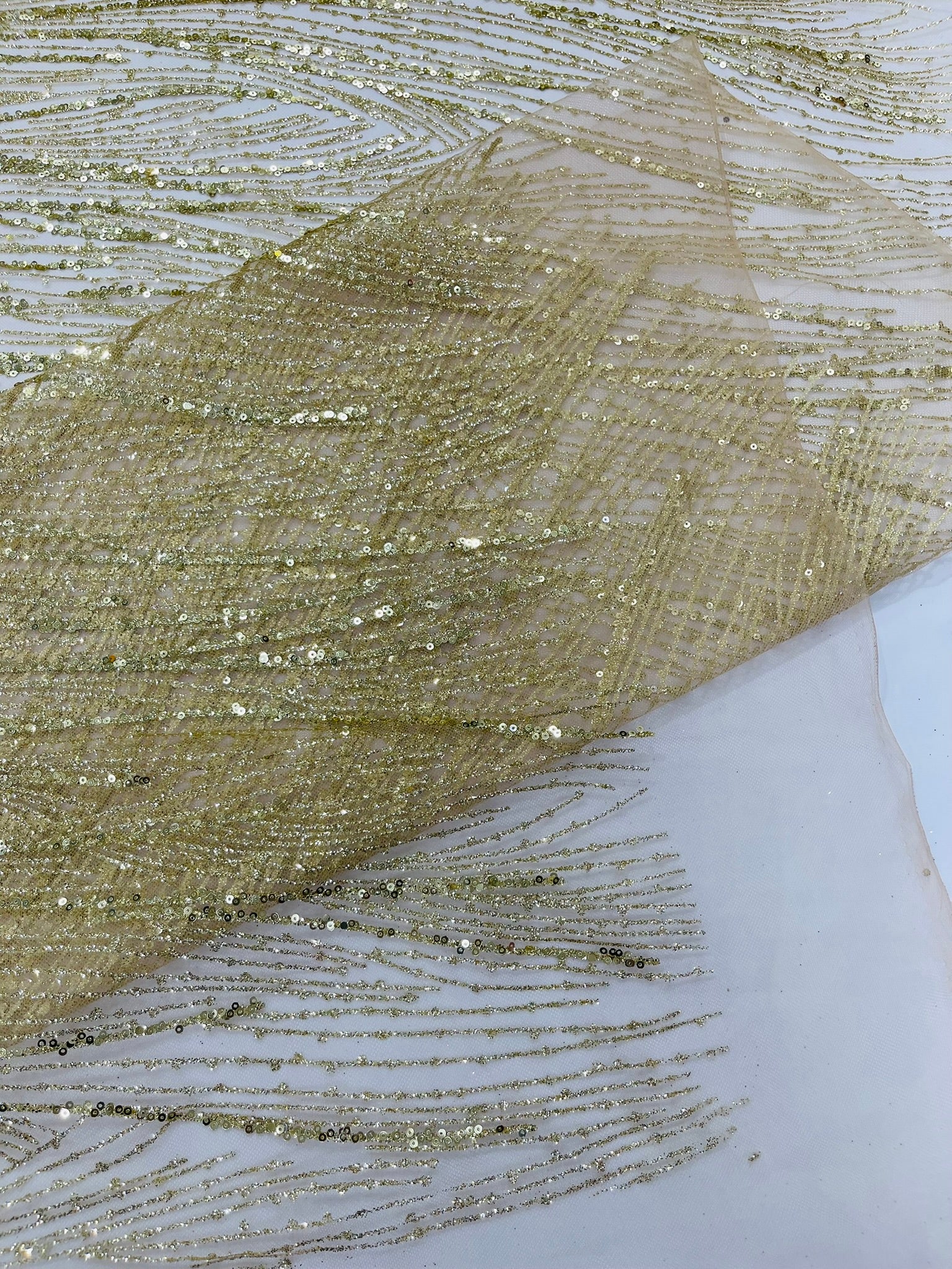 Fashion Glitter Design On A Mesh Lace Fabric/Prom.