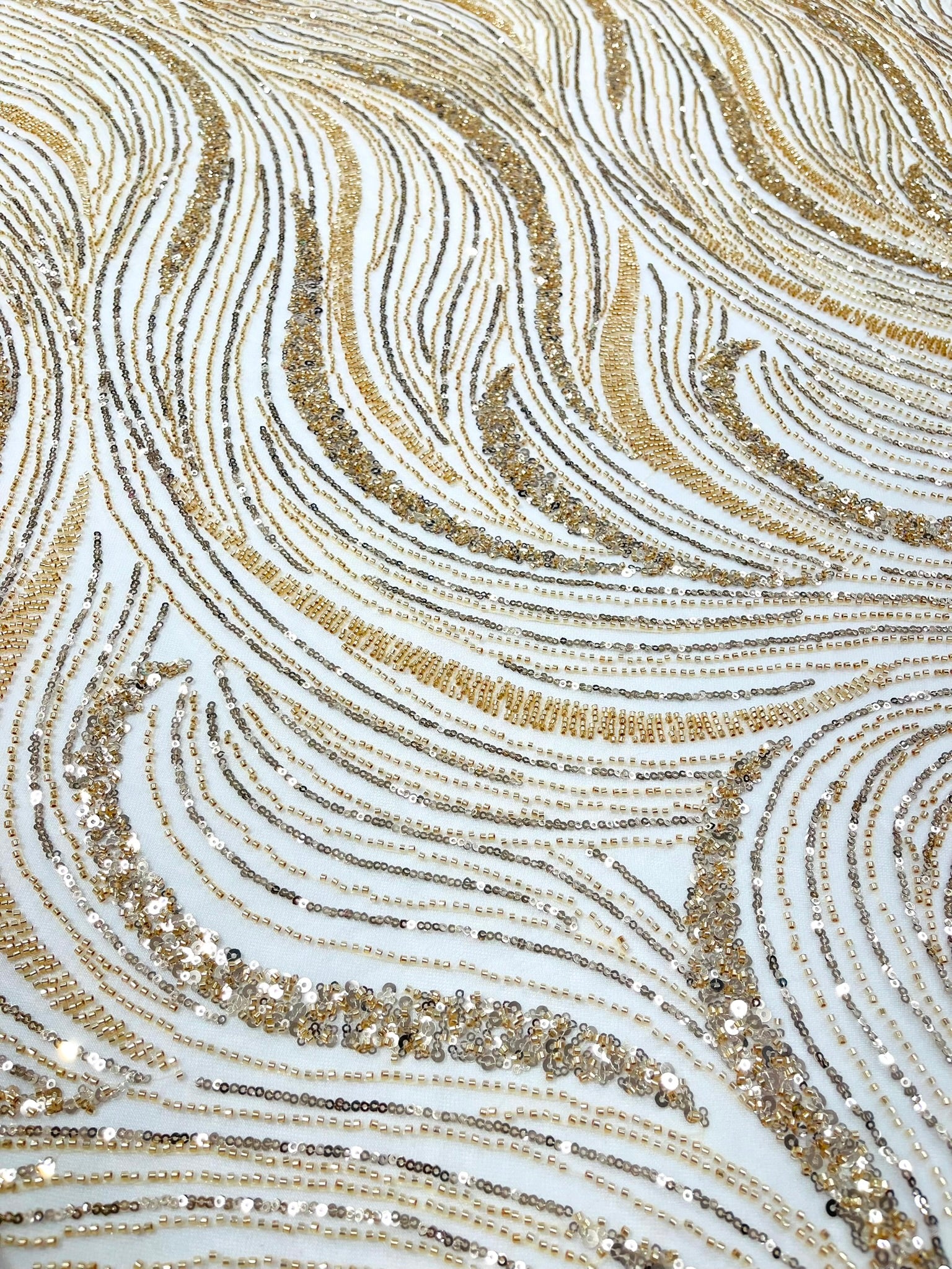 Luxury Wave Beaded Lace Fabric| Prom| Wedding| By The Yard.