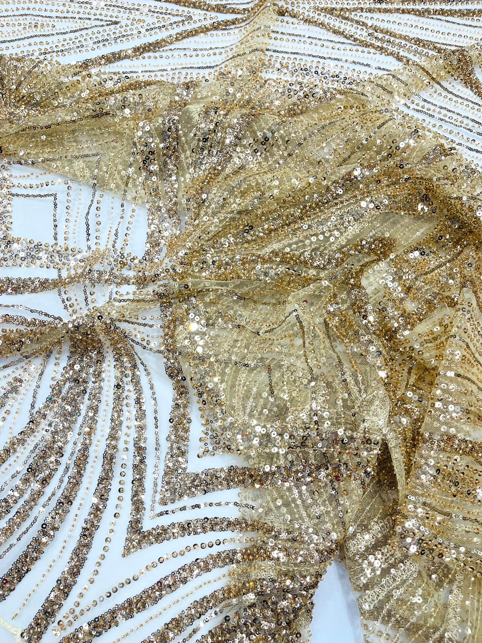 Geometric New York Fashion Beaded Lace, By The Yard.