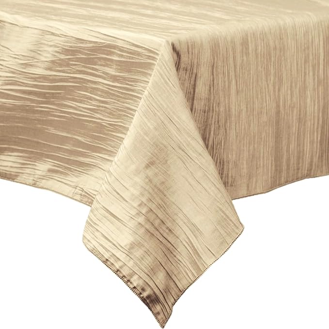 Square Light Weight Accordion Design Crushed Taffeta Seamless Table Overlay. (58" Inches x 58" Inches)