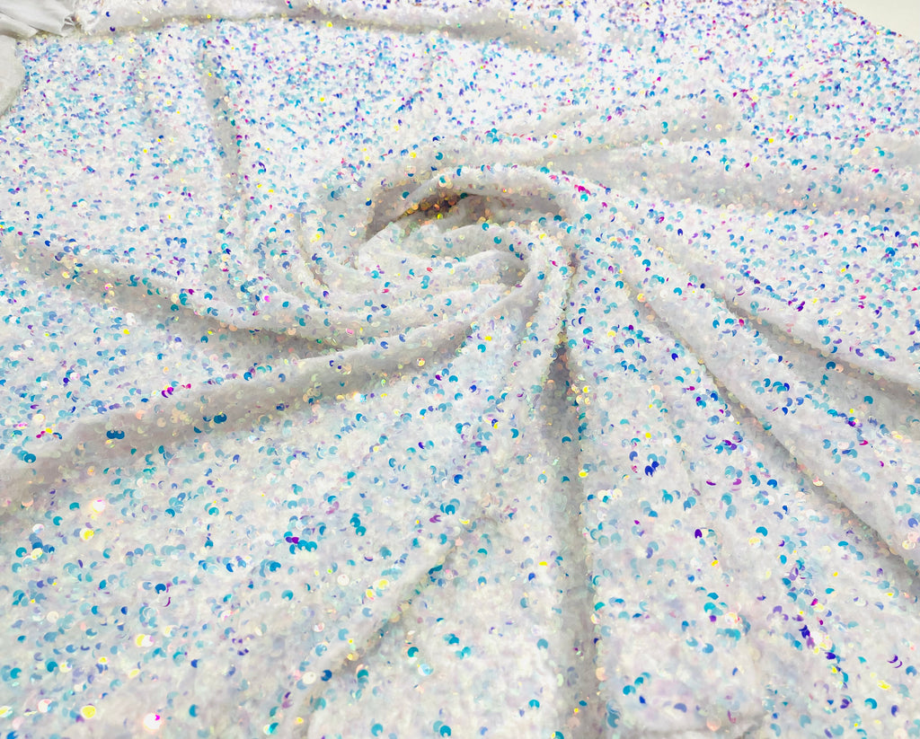 Sequin Velvet Stretch 5mm fabric 58"Wide-Prom-Nightgown fabric- Sold by the yard.