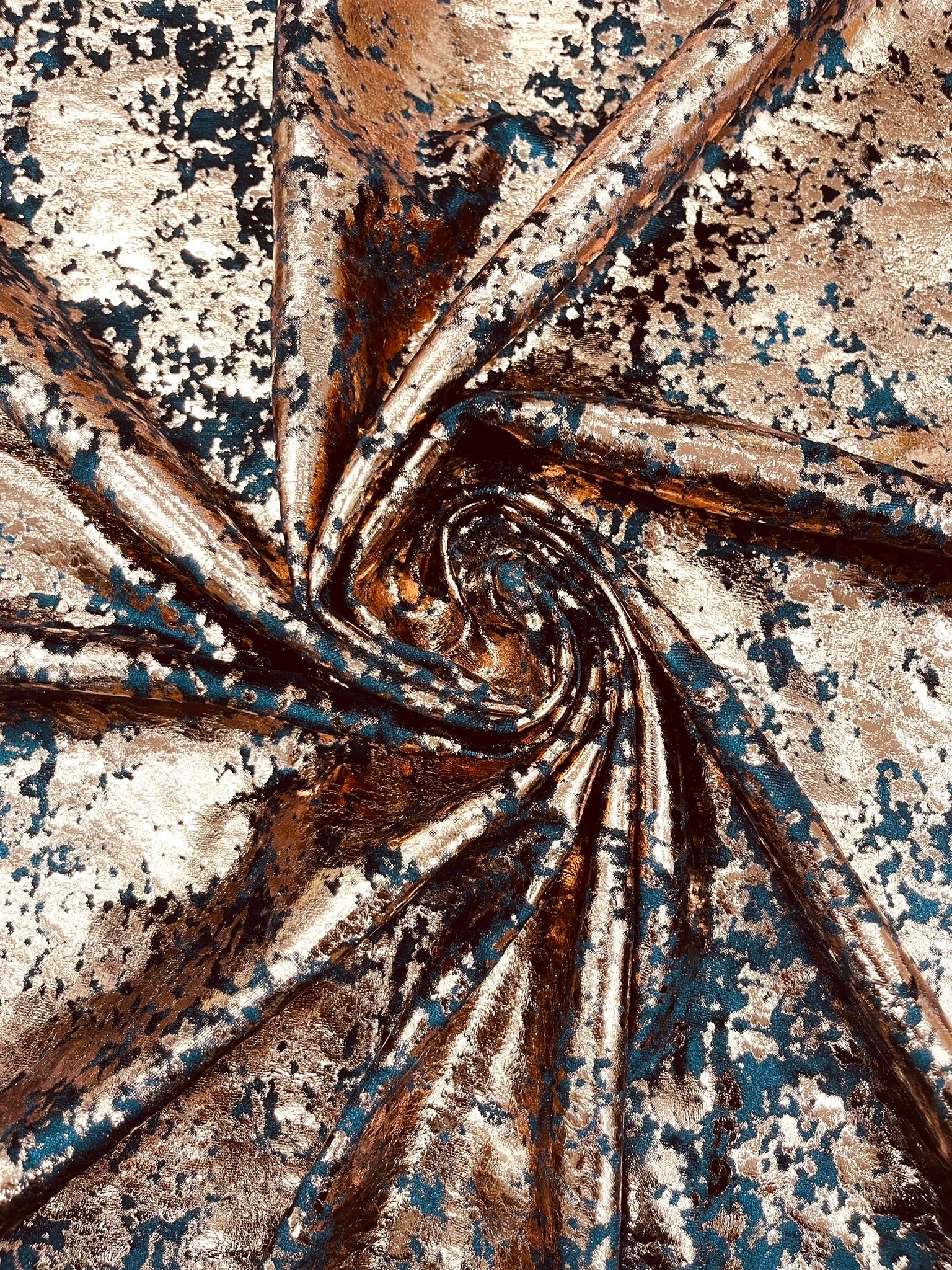 Velvet stretch splatter foil design/4-way stretch fabric- Sold by the yard