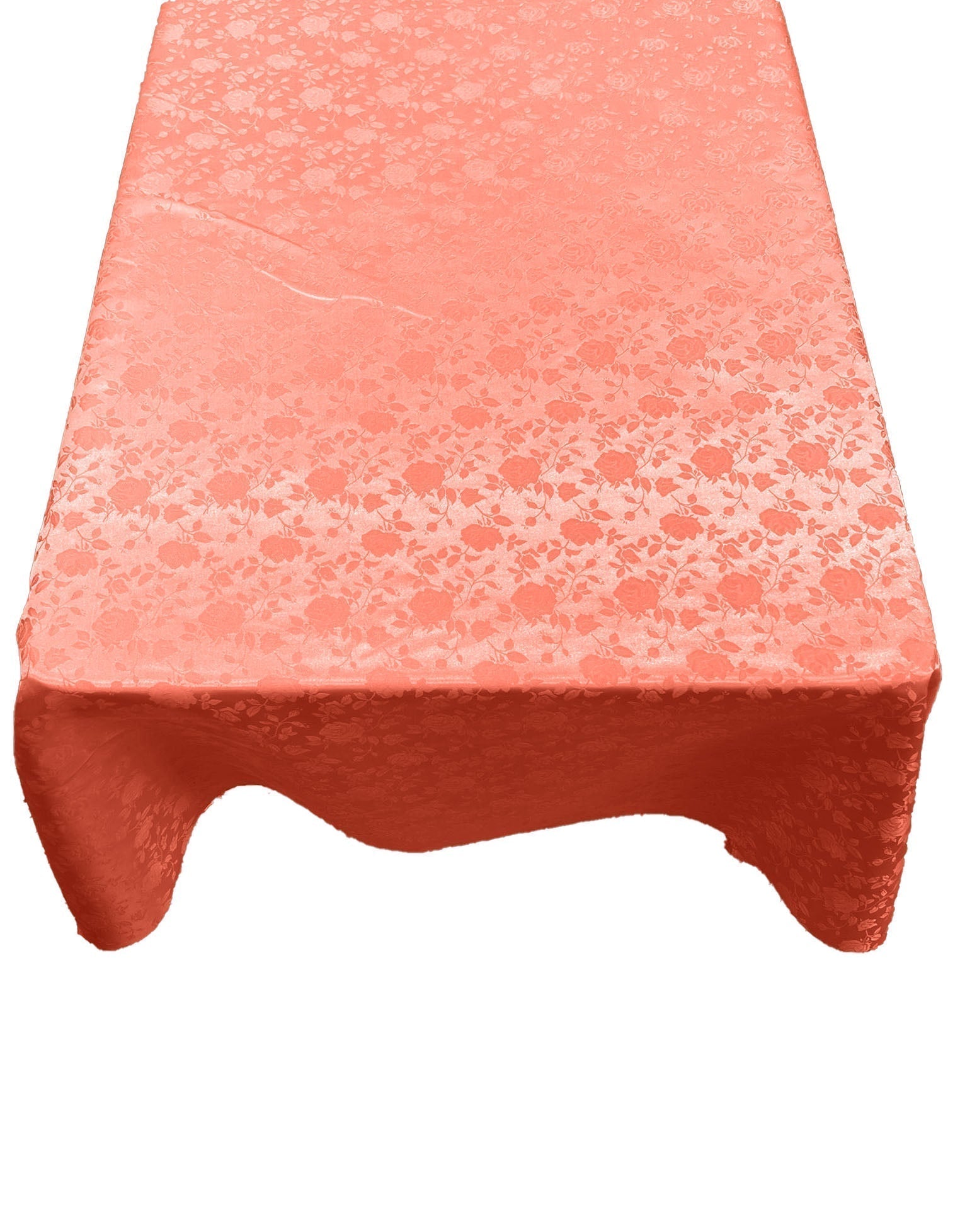 Roses Jacquard Satin Rectangular Tablecloth Seamless/Party Supply. (60 Inches x 120 Inches)