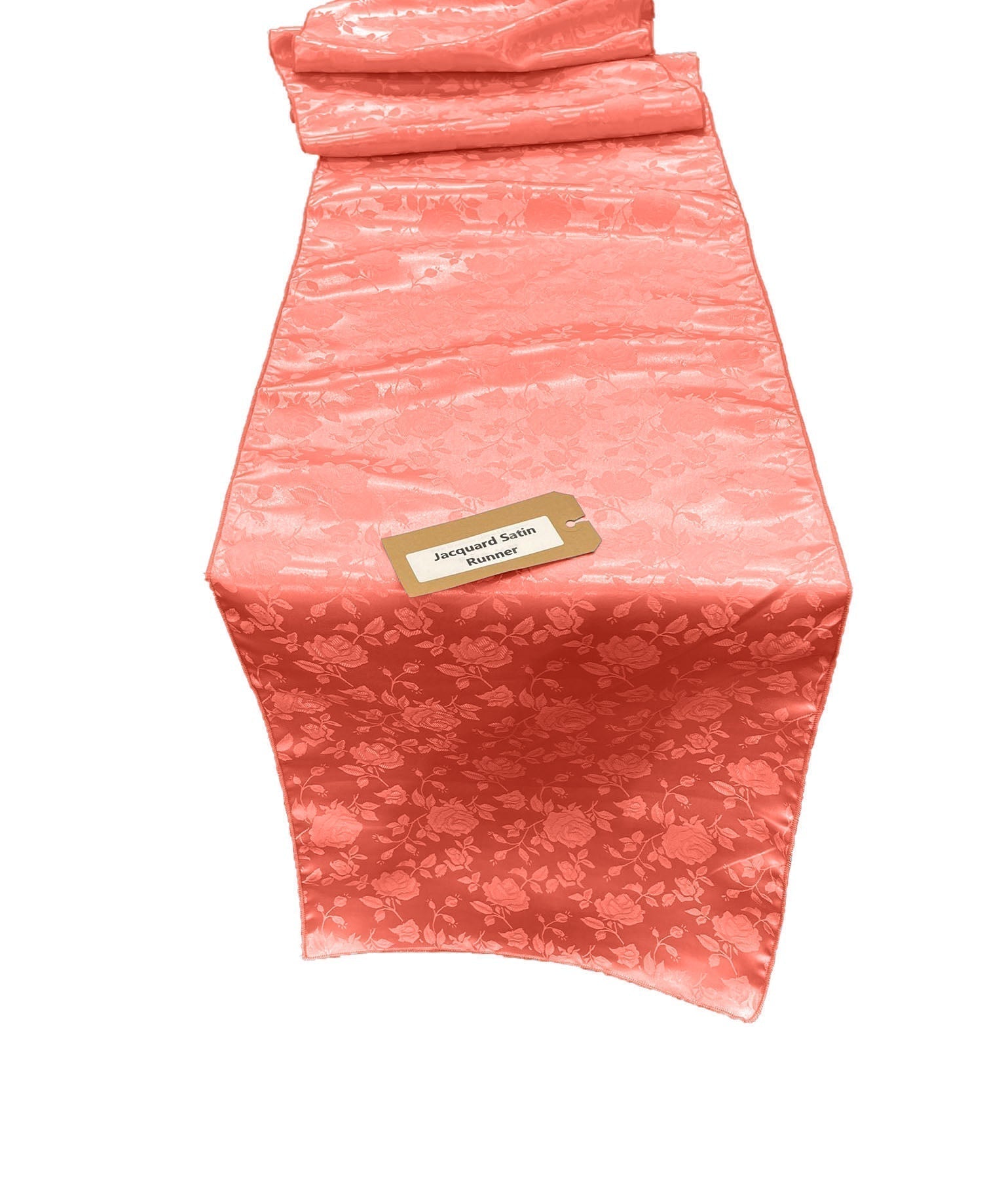 Jacquard Satin Roses Runner, Party Supply / Wedding / Decoration (14" Wide x 120" Long).