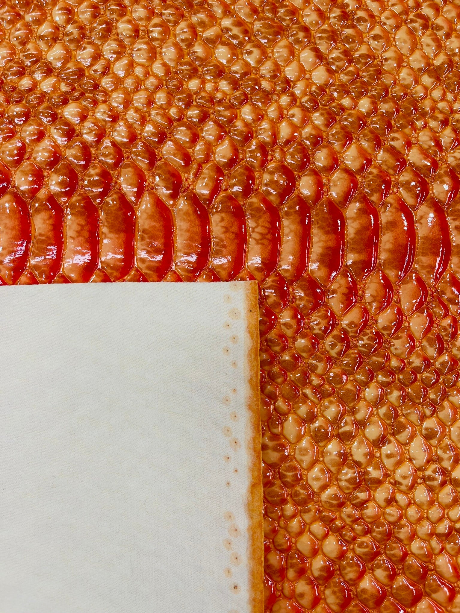 Cobra Snake Shiny Vinyl 3D Embossed Fabric / 2 Tone Cobra Snake Vinyl Leather 54" Wide