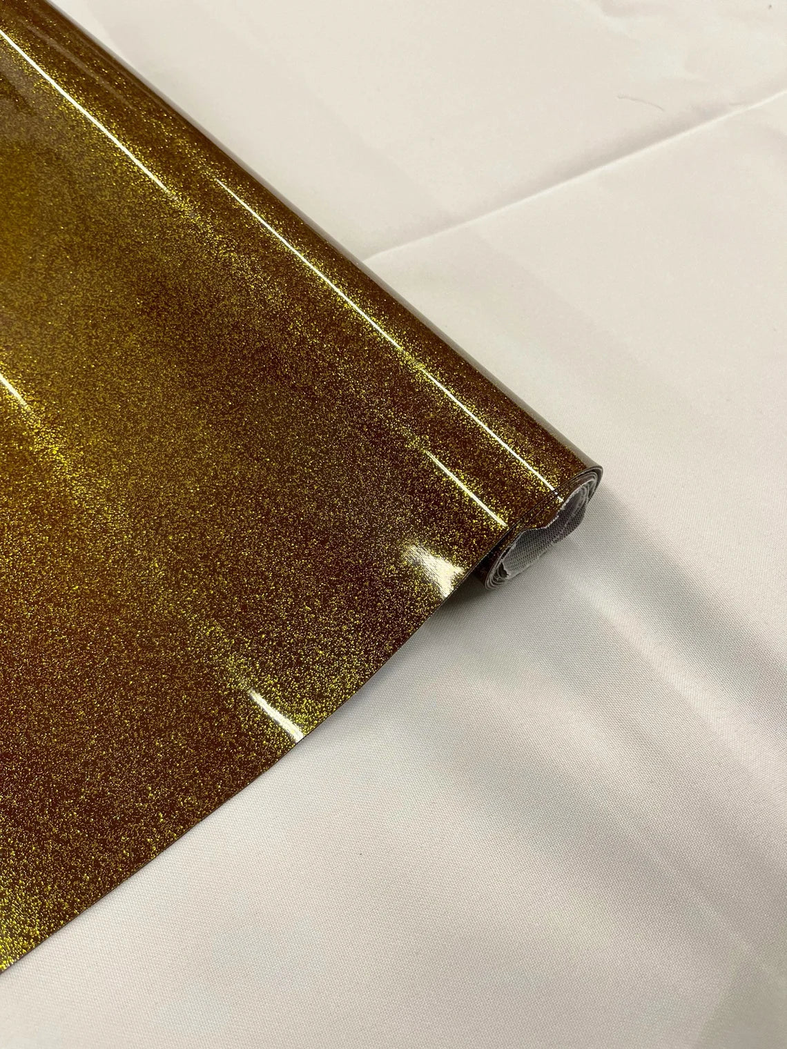 Metallic Glitter Vinyl Fabric - Dark Gold - High Quality Shiny Glitter Vinyl Fabric By Yard