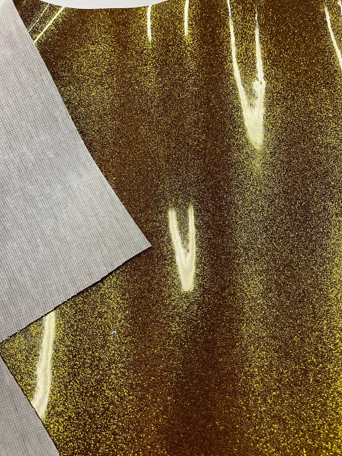 Metallic Glitter Vinyl Fabric - Dark Gold - High Quality Shiny Glitter Vinyl Fabric By Yard