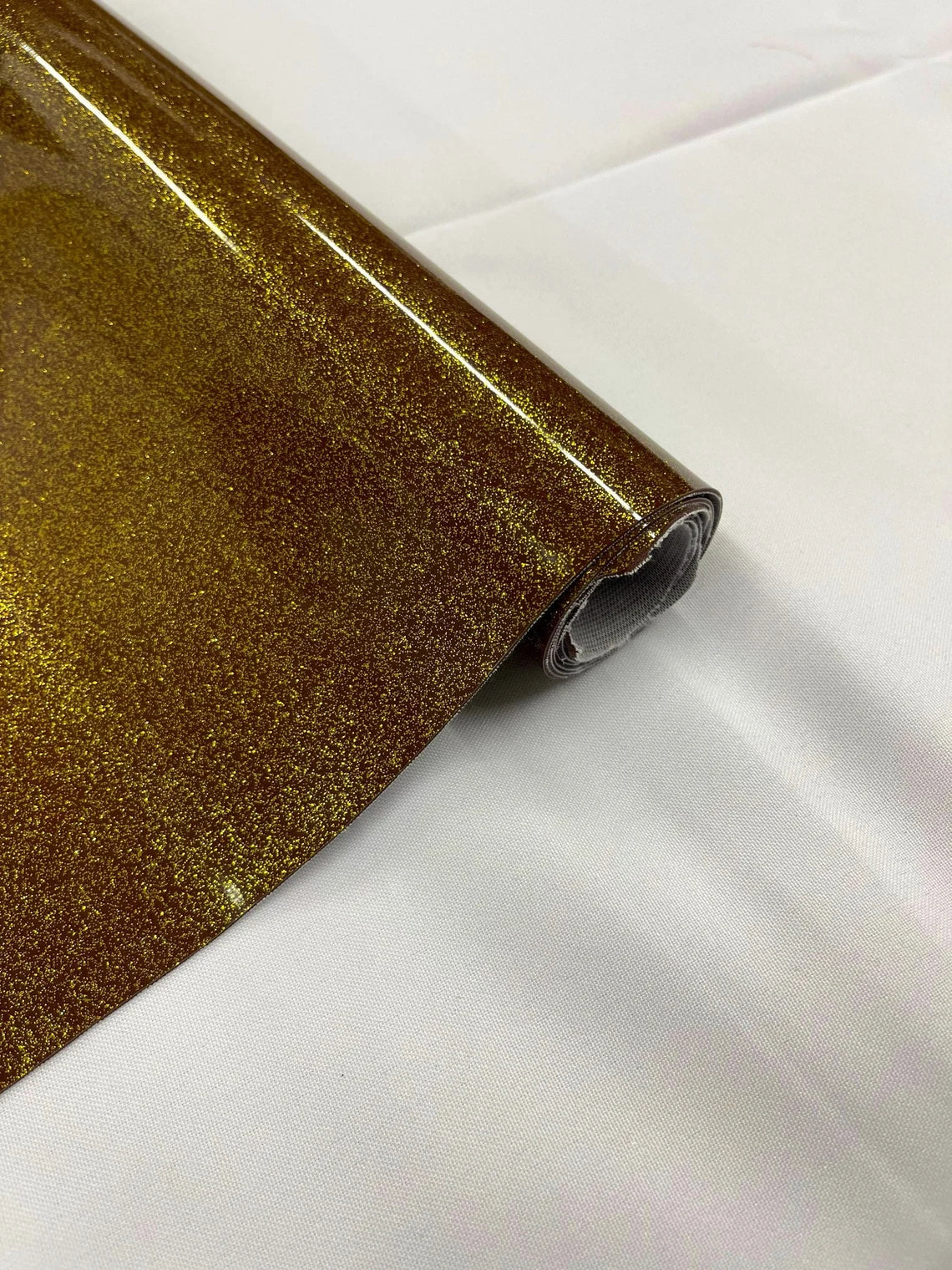 Metallic Glitter Vinyl Fabric - Dark Gold - High Quality Shiny Glitter Vinyl Fabric By Yard