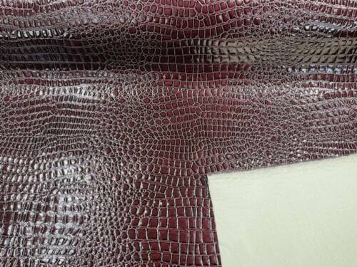 Faux Alligator Skin Vinyl Fabric - Dark Burgundy - High Quality Vinyl Alligator Animal Print Fabric By Yard