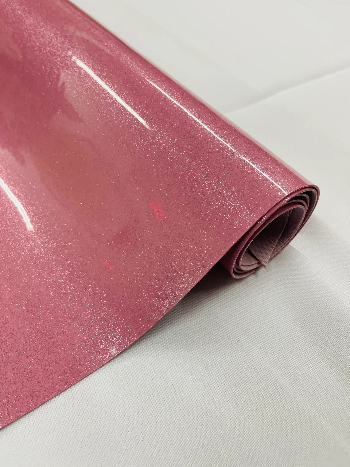 Metallic Glitter Vinyl Fabric - Dusty Pink - High Quality Shiny Glitter Vinyl Fabric By Yard