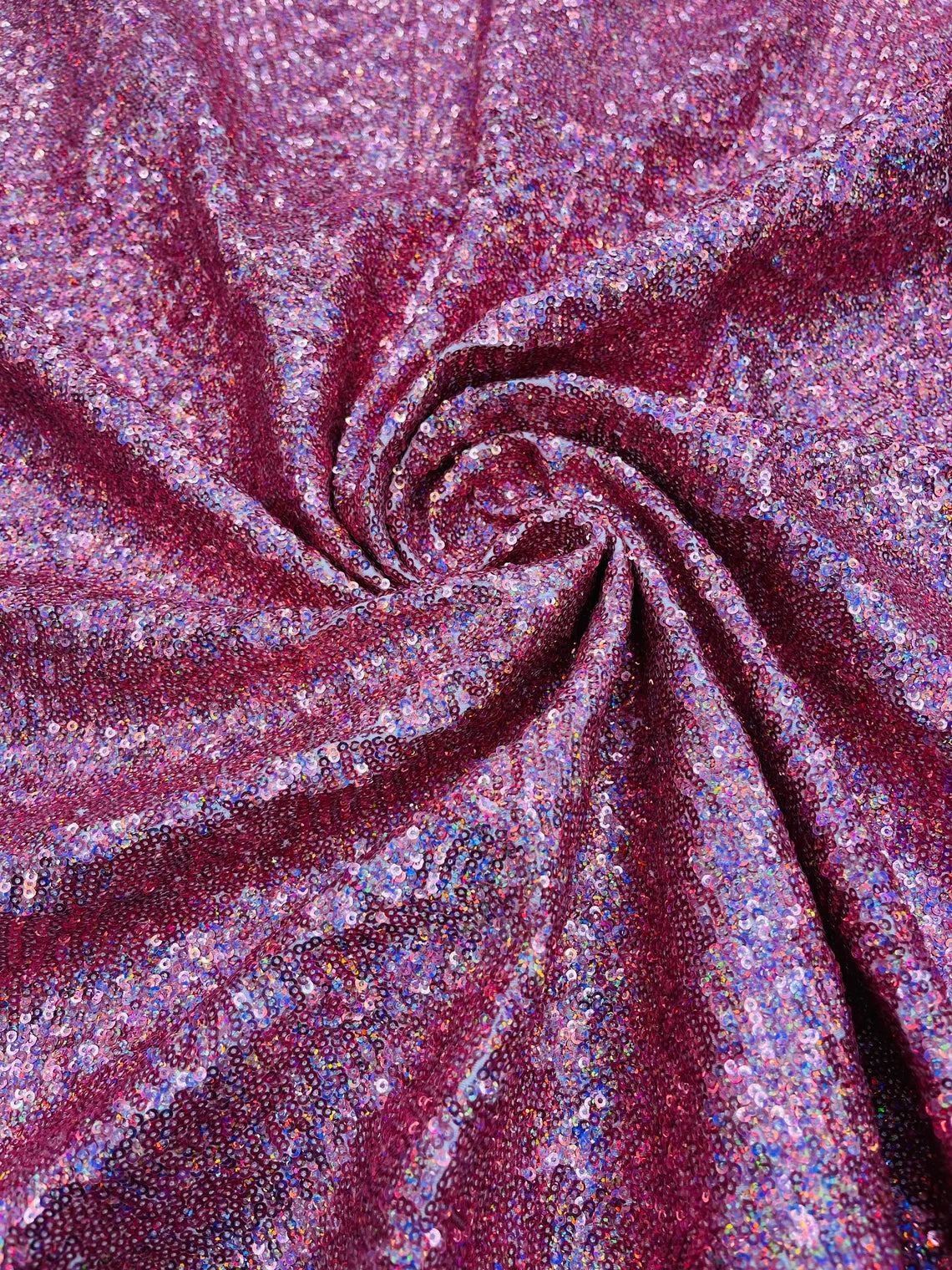 Mini Glitz Sequins on Milliskin - Dusty Rose - 4 Way Stretch Milliskin Stretch Spandex Fabric by Yard