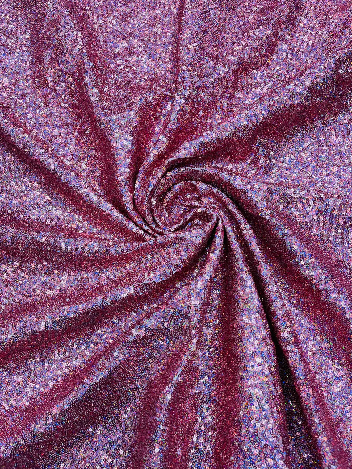 Mini Glitz Sequins on Milliskin - Dusty Rose - 4 Way Stretch Milliskin Stretch Spandex Fabric by Yard