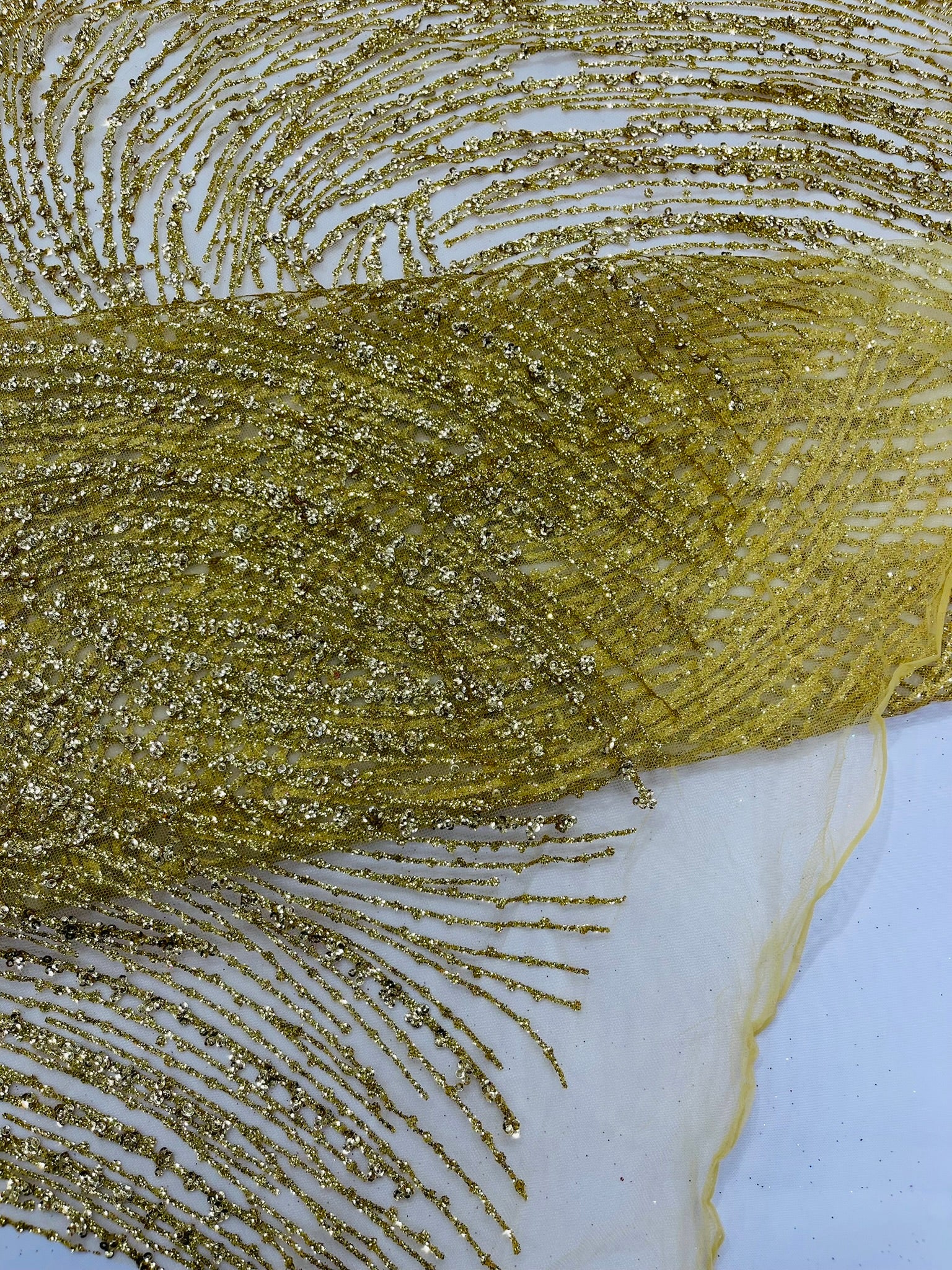 Fashion Glitter Design On A Mesh Lace Fabric/Prom.