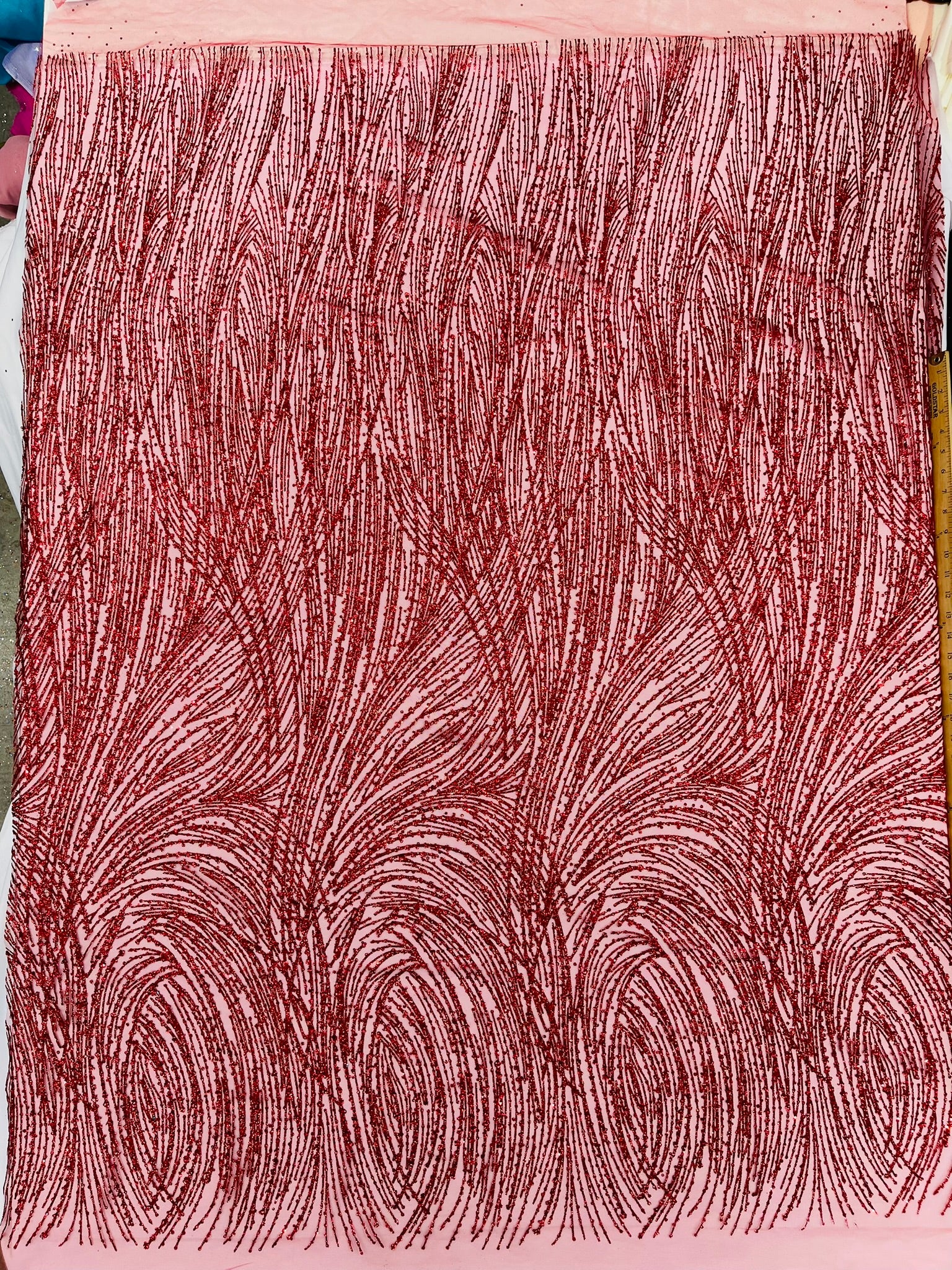 Fashion Glitter Design On A Mesh Lace Fabric/Prom.