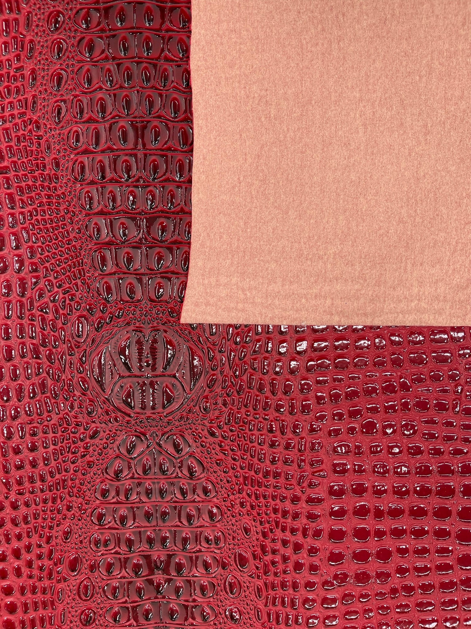 Glossy Two Tone Gator Fake Leather Upholstery, 3D Crocodile Skin Texture Faux Leather PVC Vinyl, 54" Wide