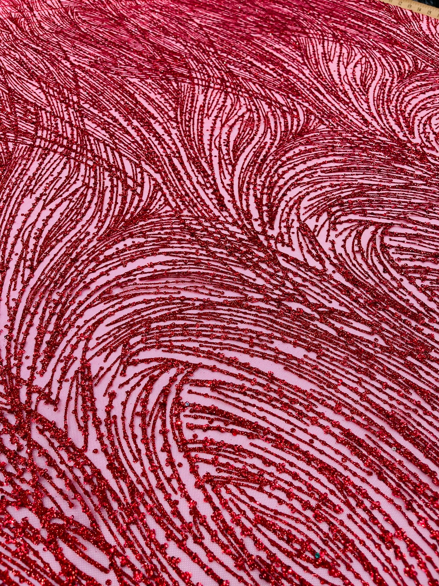 Fashion Glitter Design On A Mesh Lace Fabric/Prom.