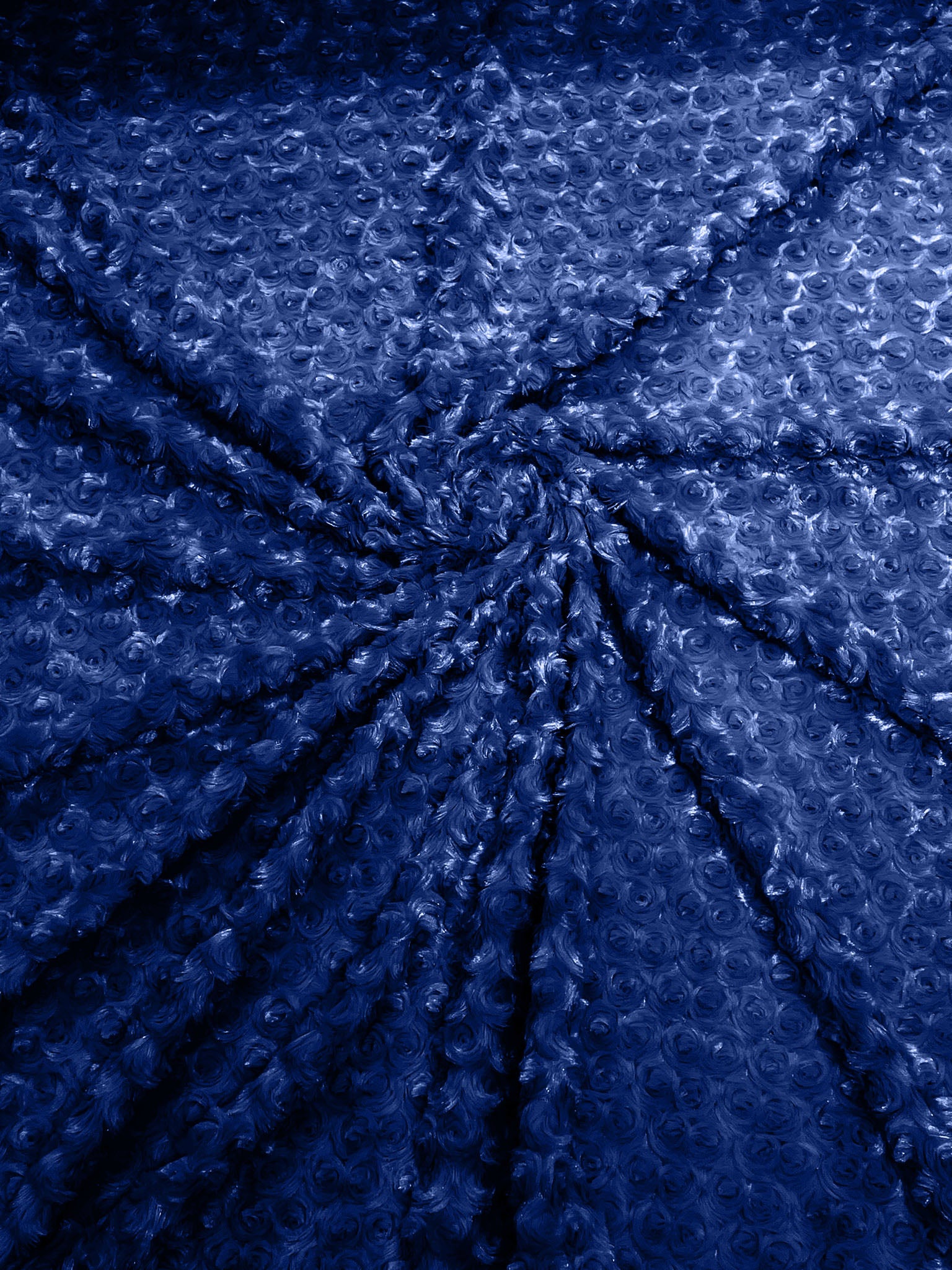 Dark Royal Blue - Minky Swirl Rose Blossom Ball Rosebud Plush Fur Fabric Polyester- 58" Wide Sold By The Yard