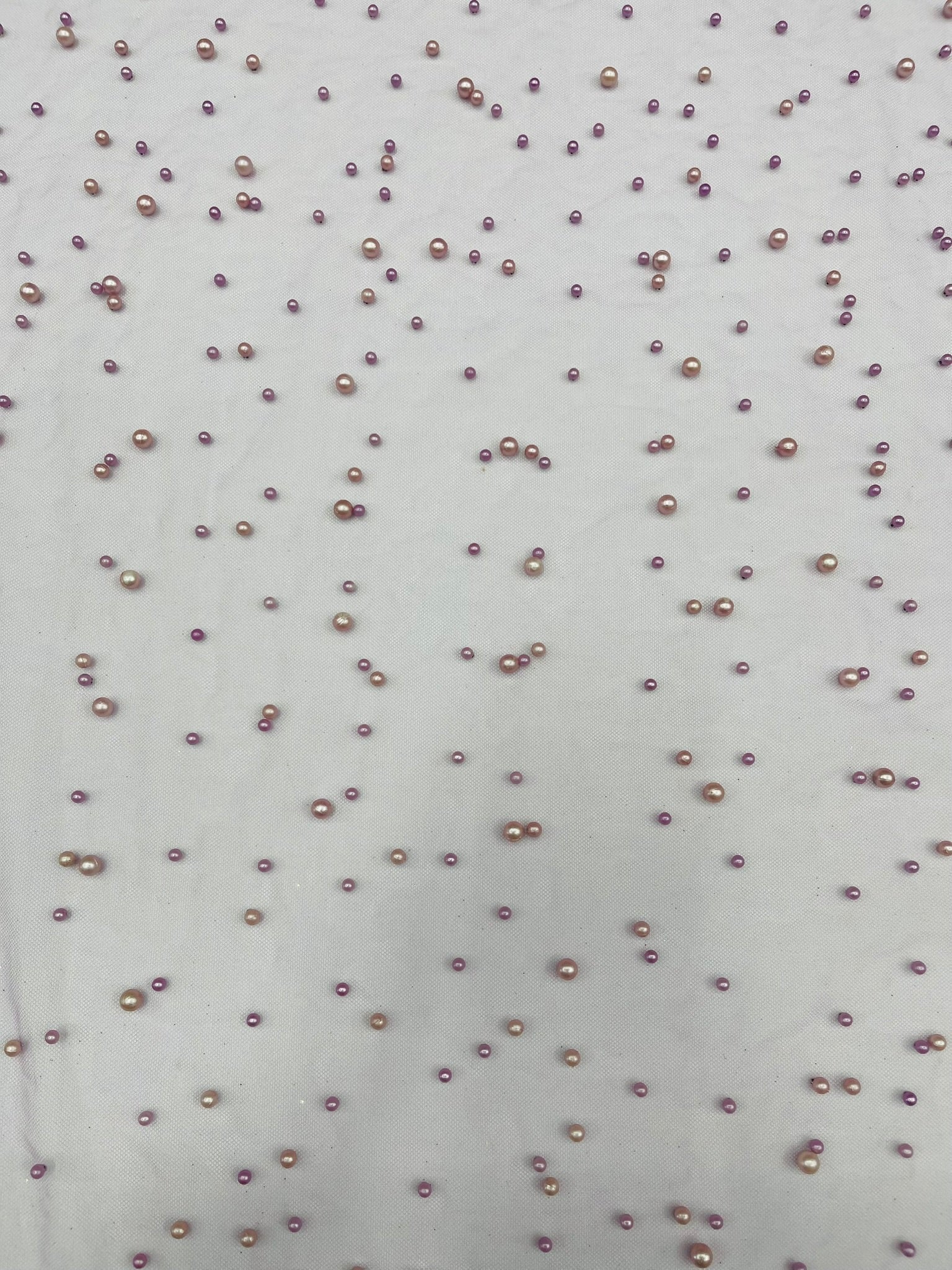 Scattered Pearls Studded Mesh, 2-Way Stretch, Sold by the yard.