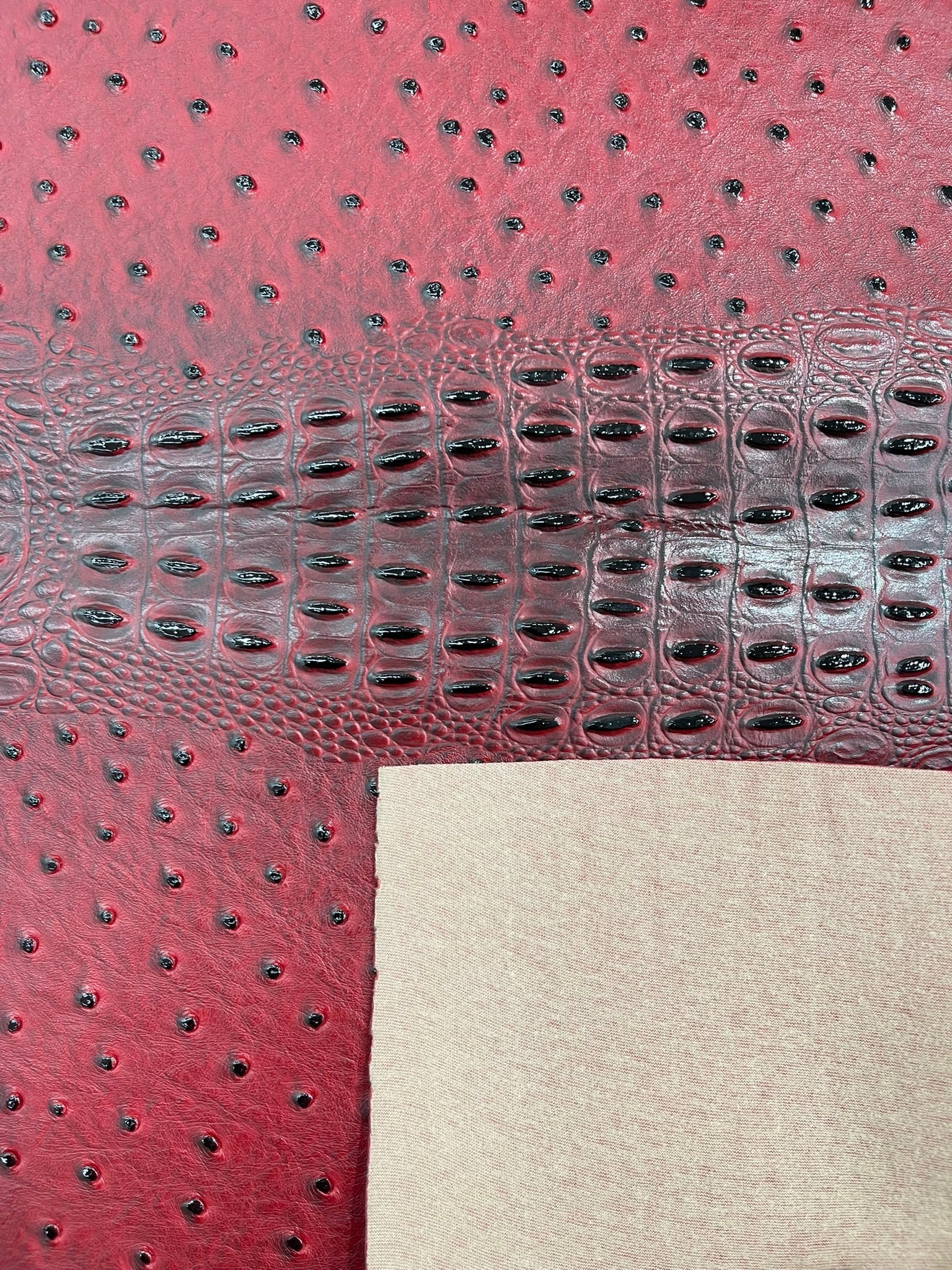 Ostrich Embossed Vinyl Fabric By The Yard / 2 Tone Crocodile Ostrich Vinyl Leather 54" Wide