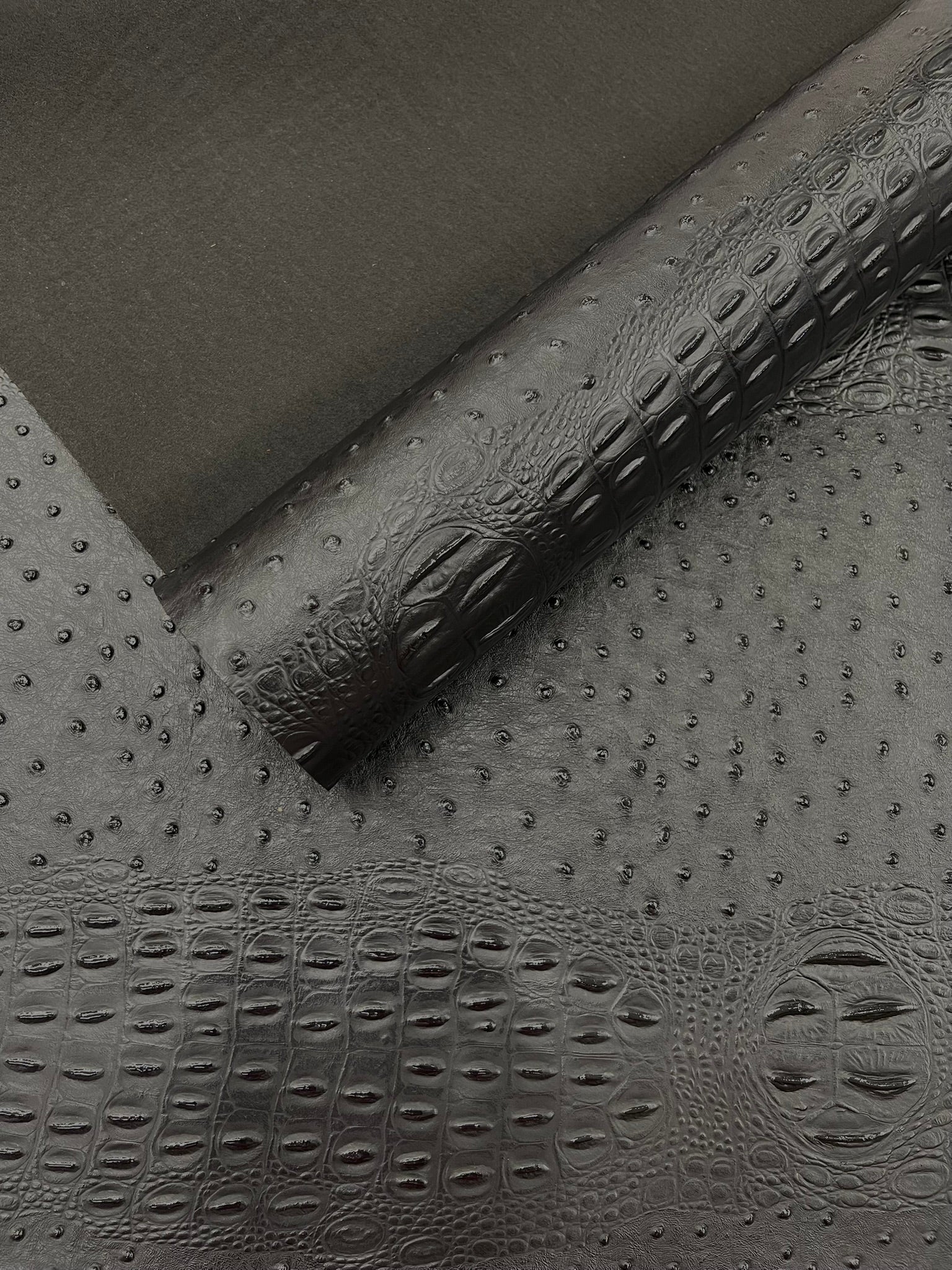 Ostrich Embossed Vinyl Fabric By The Yard / 2 Tone Crocodile Ostrich Vinyl Leather 54" Wide