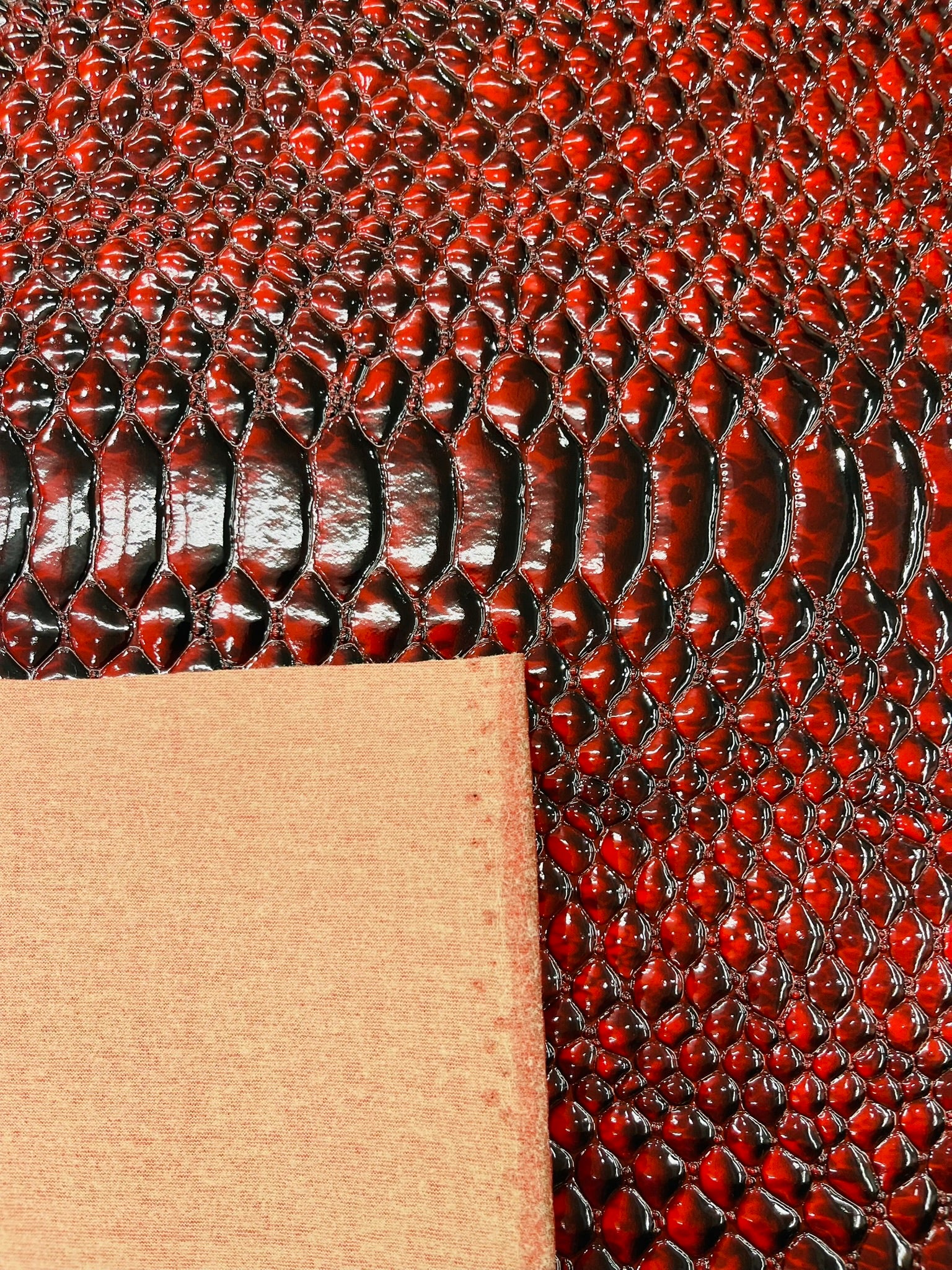 Cobra Snake Shiny Vinyl 3D Embossed Fabric / 2 Tone Cobra Snake Vinyl Leather 54" Wide