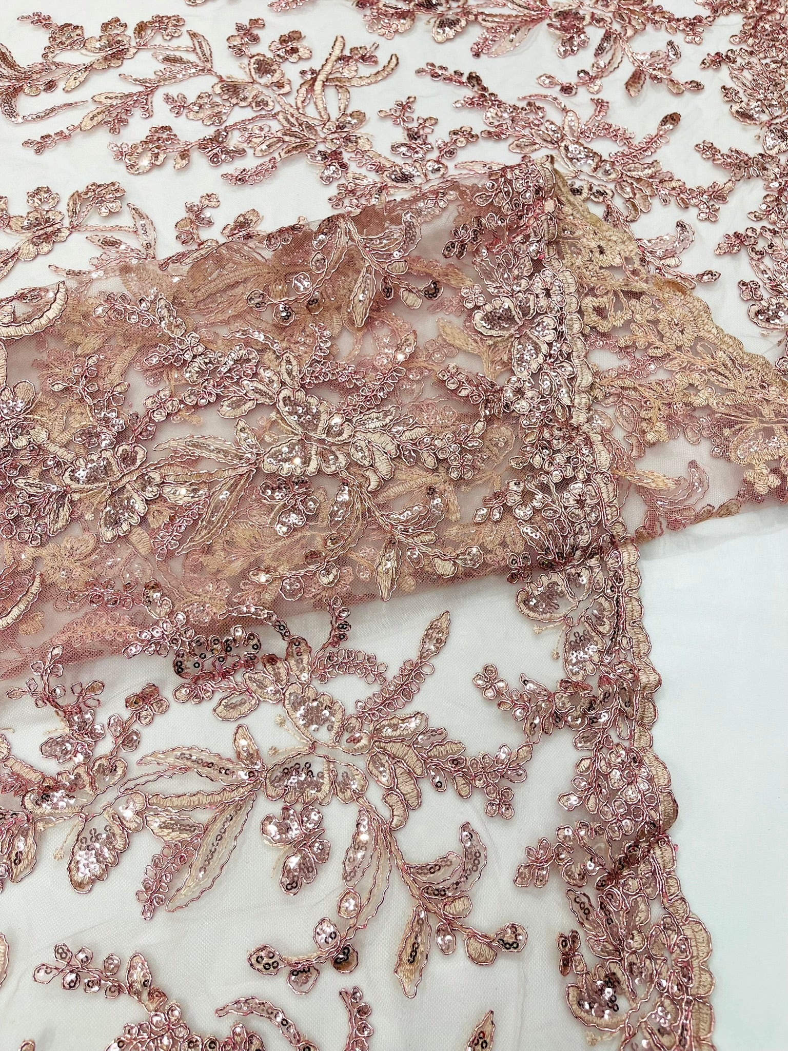 Corded Lace with Butterfly Embroidery and Sequin on Mesh 54" Wide | VIP Textile Inc.
