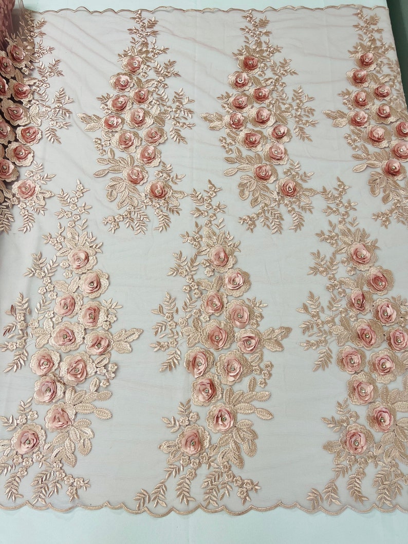 3D ROSE RHINESTONE LACE (by the yard)