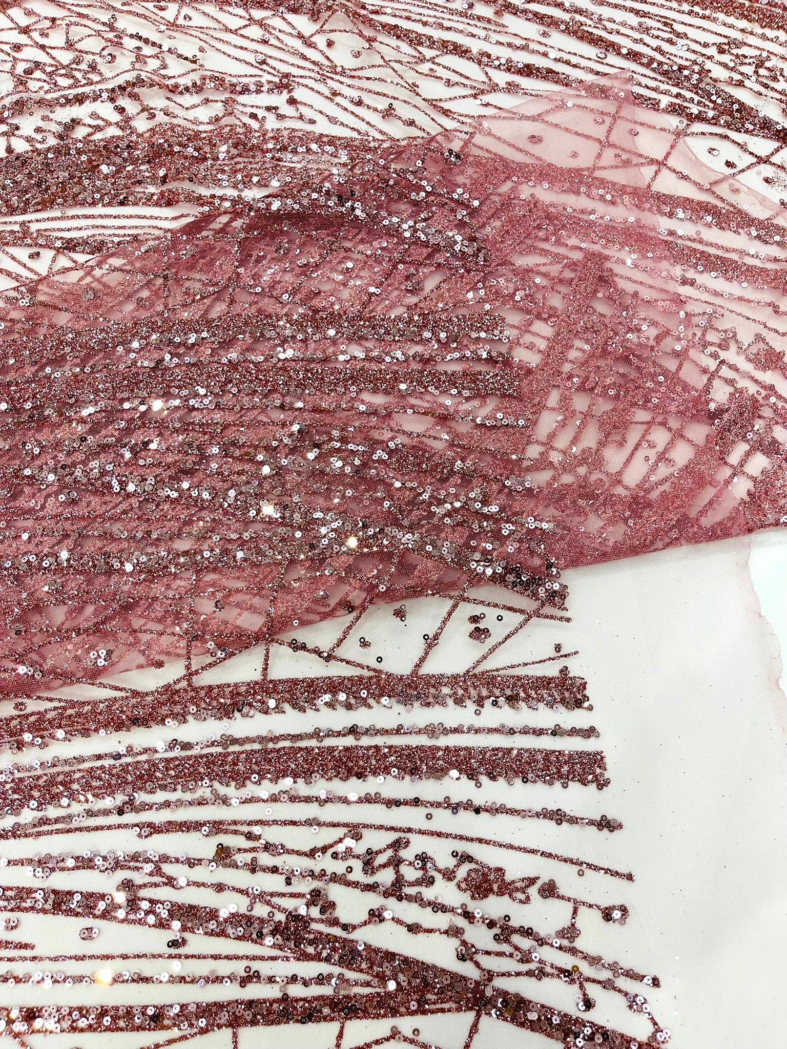 Geometric Fashion Glitter Design On A Mesh Lace Fabric| 58" Wide| Prom Dresses.