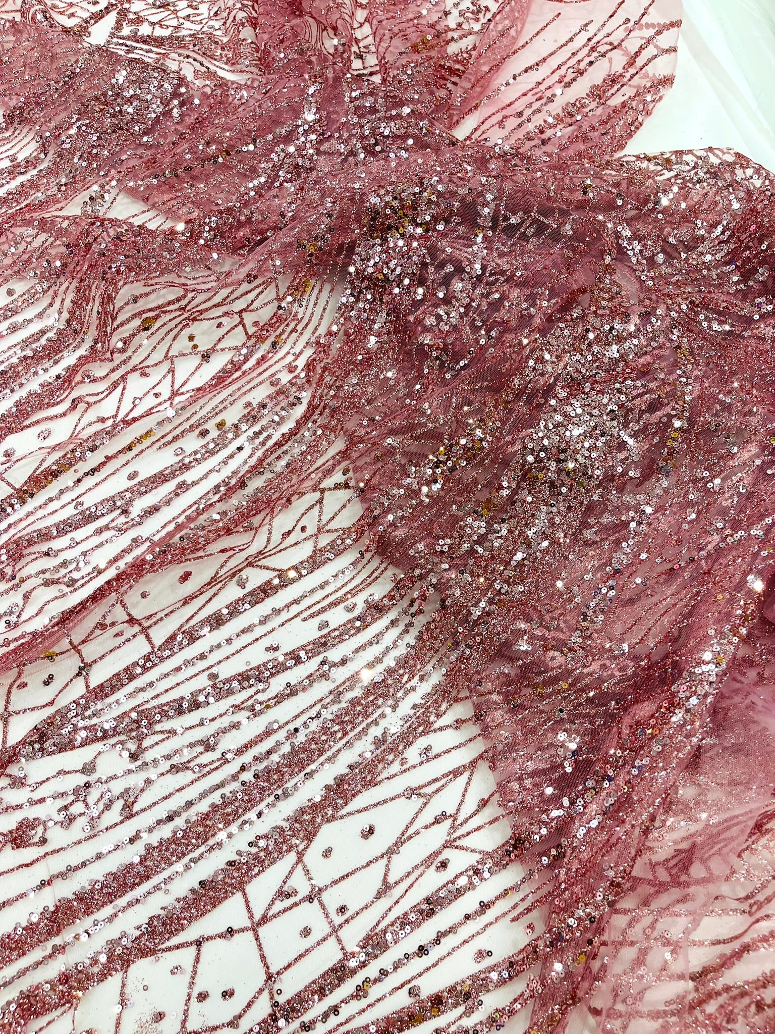 Geometric Fashion Glitter Design On A Mesh Lace Fabric| 58" Wide| Prom Dresses.