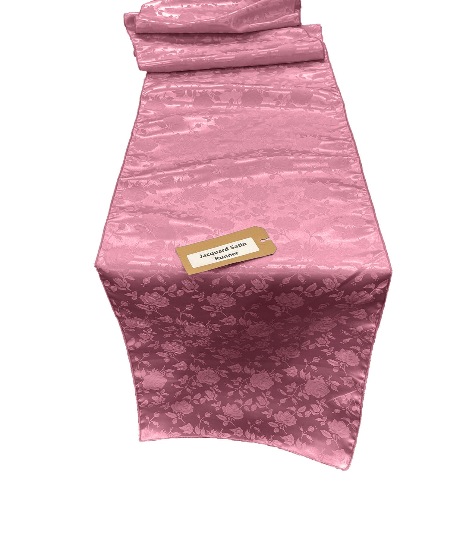 Jacquard Satin Roses Runner, Party Supply / Wedding / Decoration (14" Wide x 120" Long).