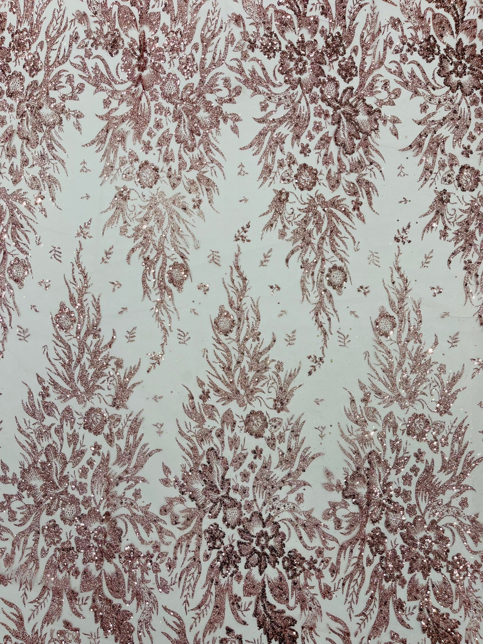 Big Glitter Damask Design On A Mesh Lace Fabric/Prom/Sold By The Yard