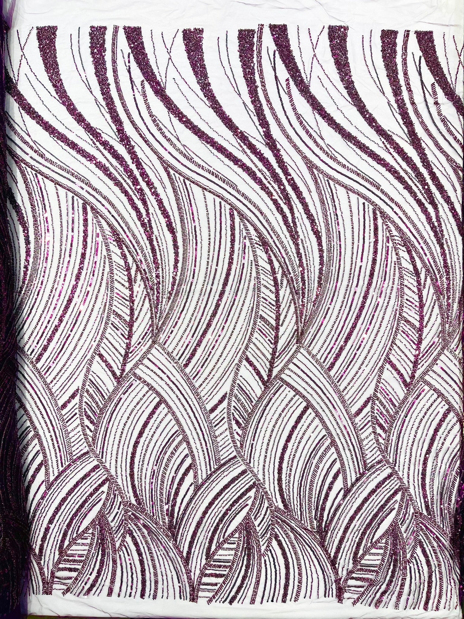 Luxury Feather Damask Beaded Lace Fabric| Prom| Wedding| By The Yard.