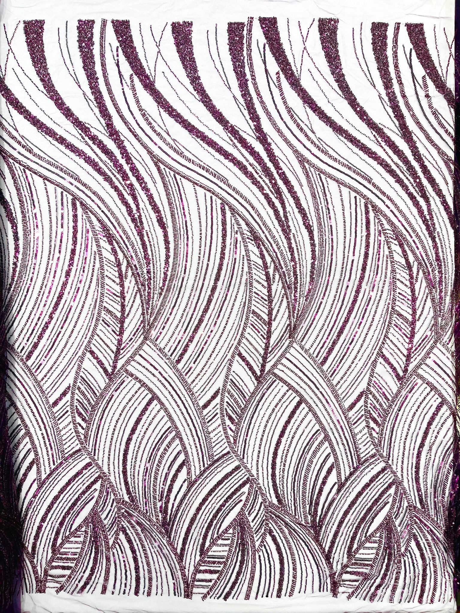 Luxury Feather Damask Beaded Lace Fabric| Prom| Wedding| By The Yard.
