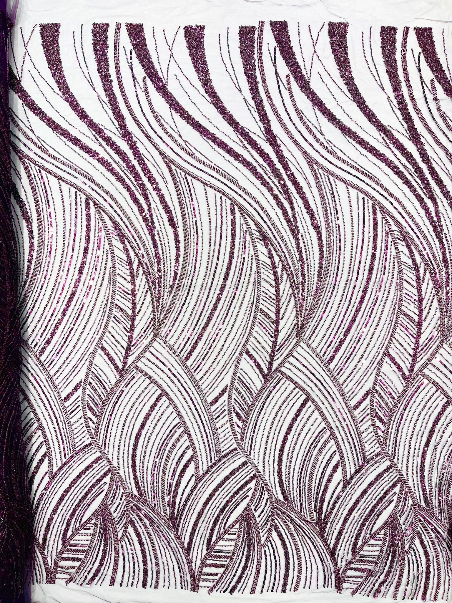 Luxury Feather Damask Beaded Lace Fabric| Prom| Wedding| By The Yard.