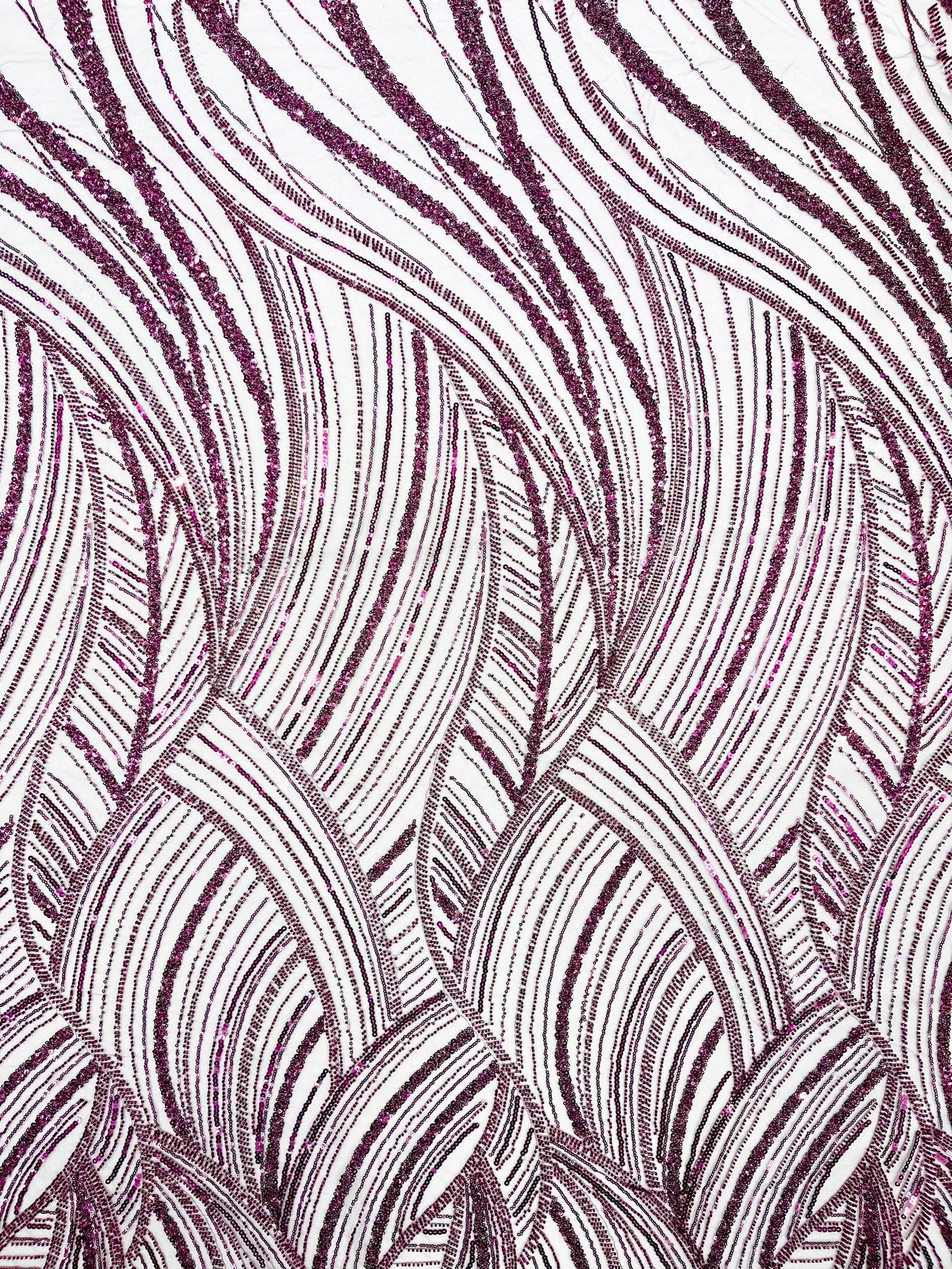 Luxury Feather Damask Beaded Lace Fabric| Prom| Wedding| By The Yard.
