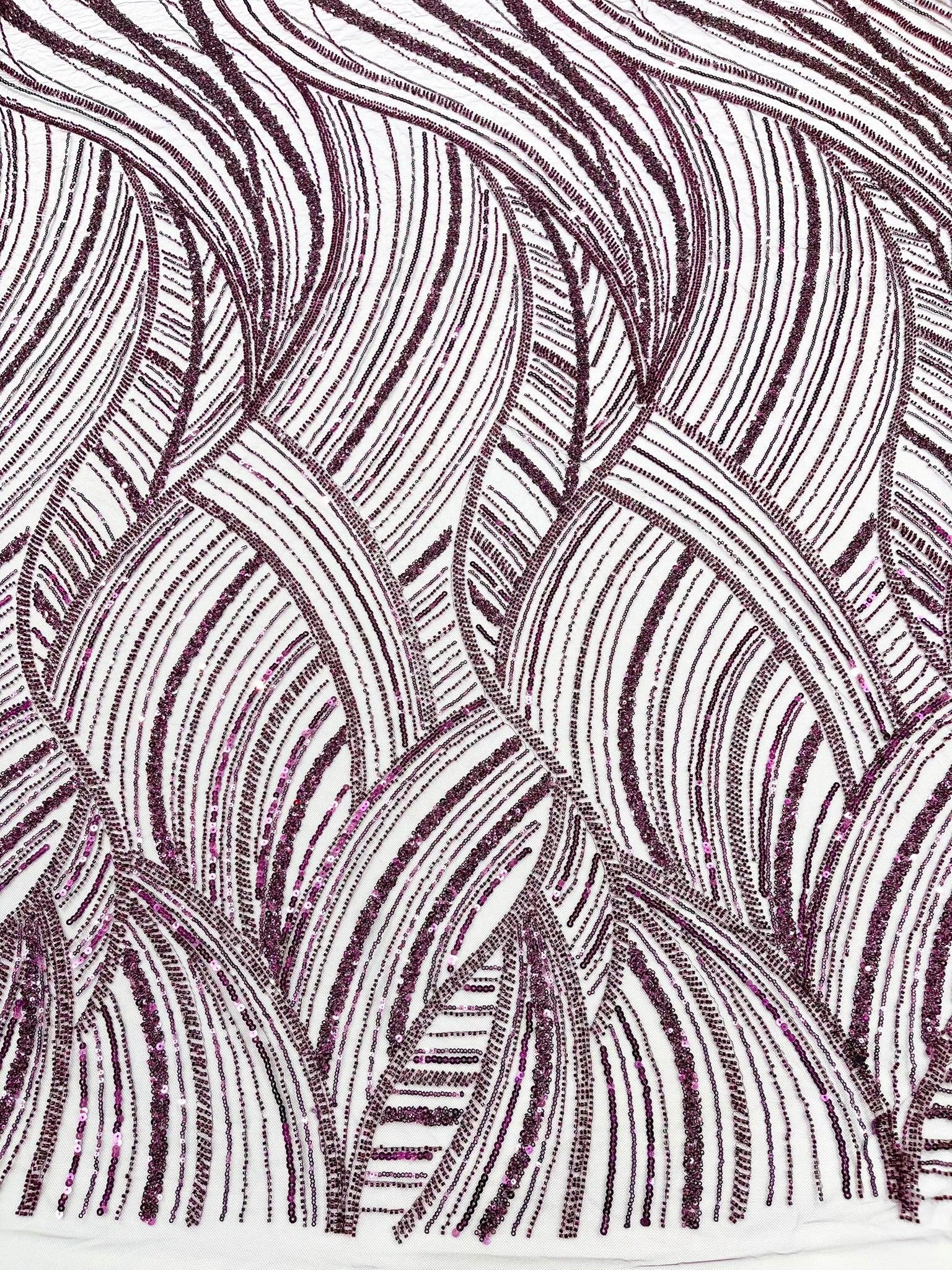 Luxury Feather Damask Beaded Lace Fabric| Prom| Wedding| By The Yard.
