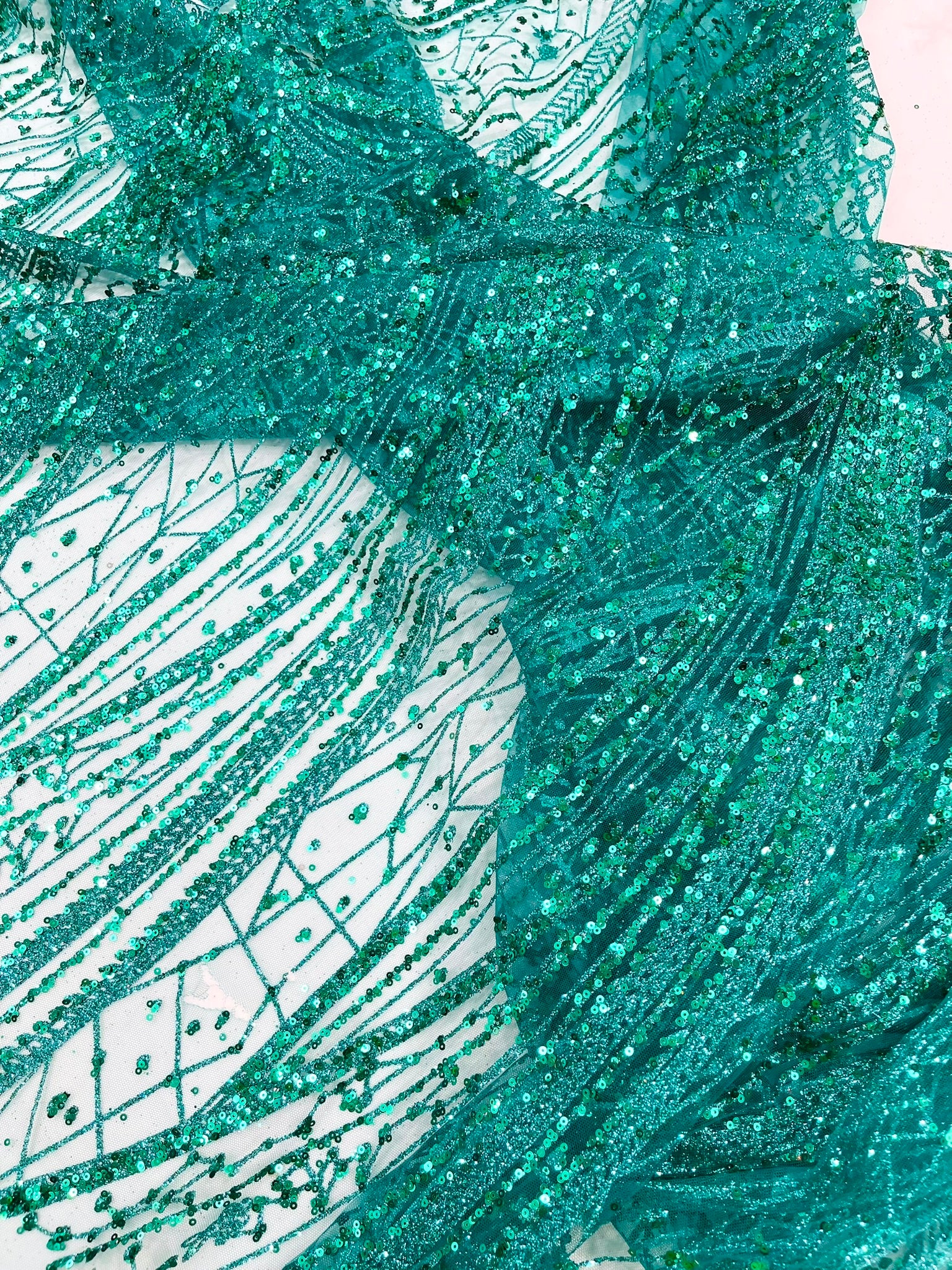 Geometric Fashion Glitter Design On A Mesh Lace Fabric| 58" Wide| Prom Dresses.