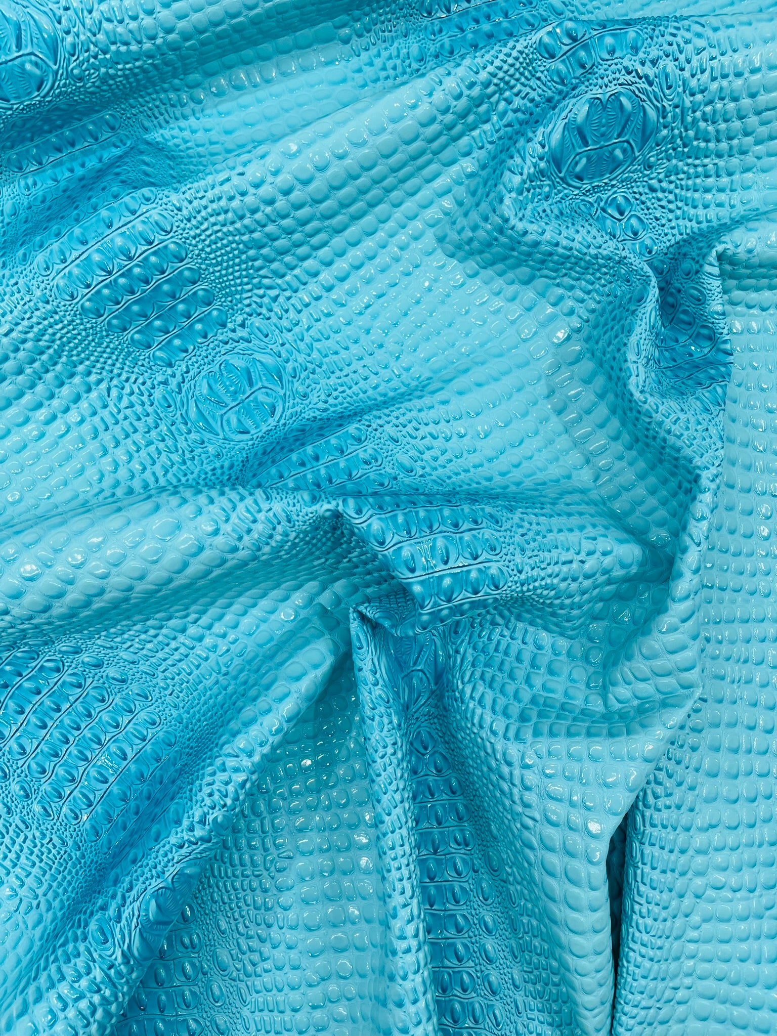 Glossy Two Tone Gator Fake Leather Upholstery, 3D Crocodile Skin Texture Faux Leather PVC Vinyl, 54" Wide