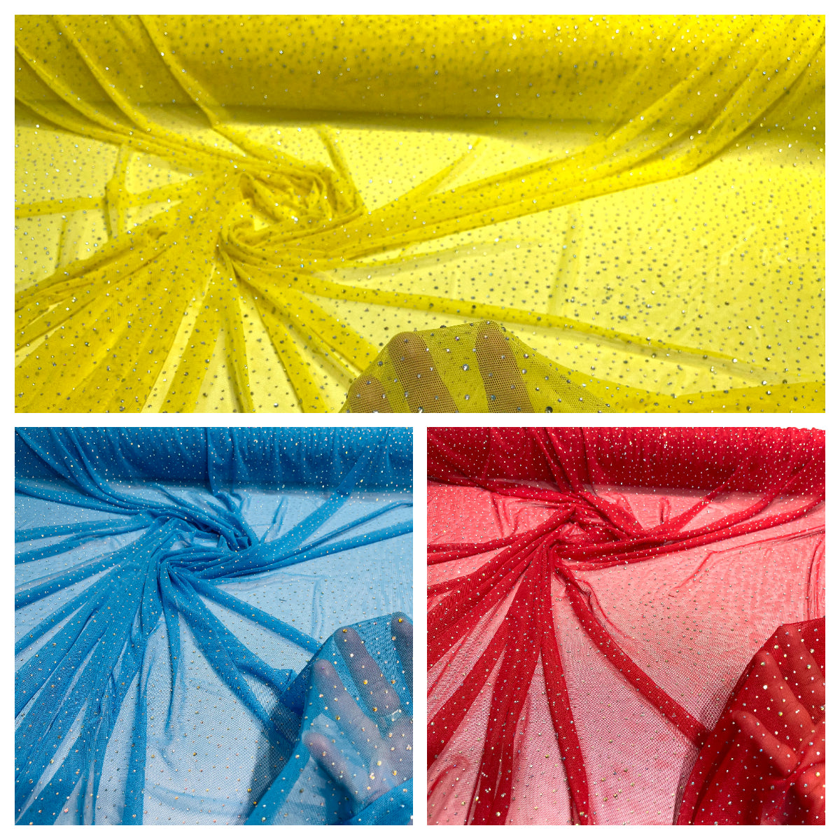 Sheer All Over AB Rhinestones On Stretch Power Mesh Fabric, Sold by The Yard. Active