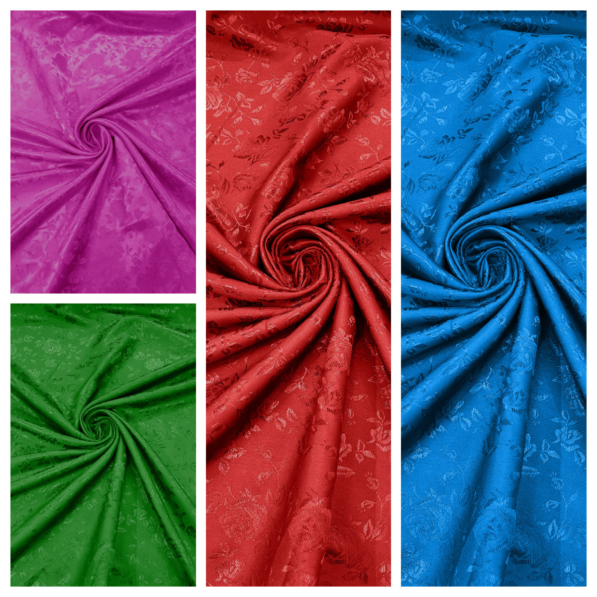 60" Wide Polyester Flower Brocade Jacquard Satin Fabric, Sold By The Yard.