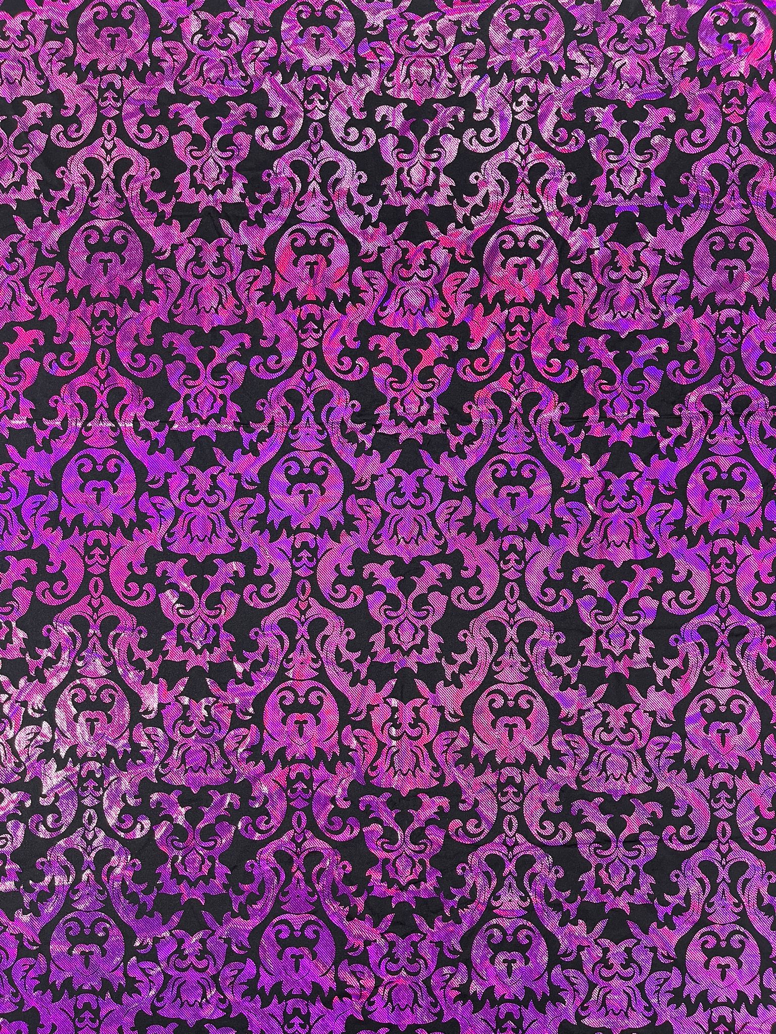 Metallic nylon spandex damask design 4way Stretch 58/60" Sold By The Yard.