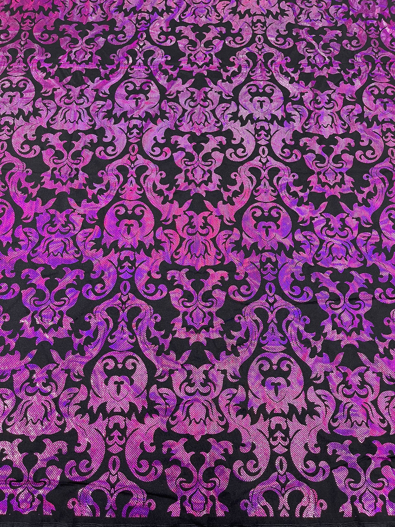 Metallic nylon spandex damask design 4way Stretch 58/60" Sold By The Yard.