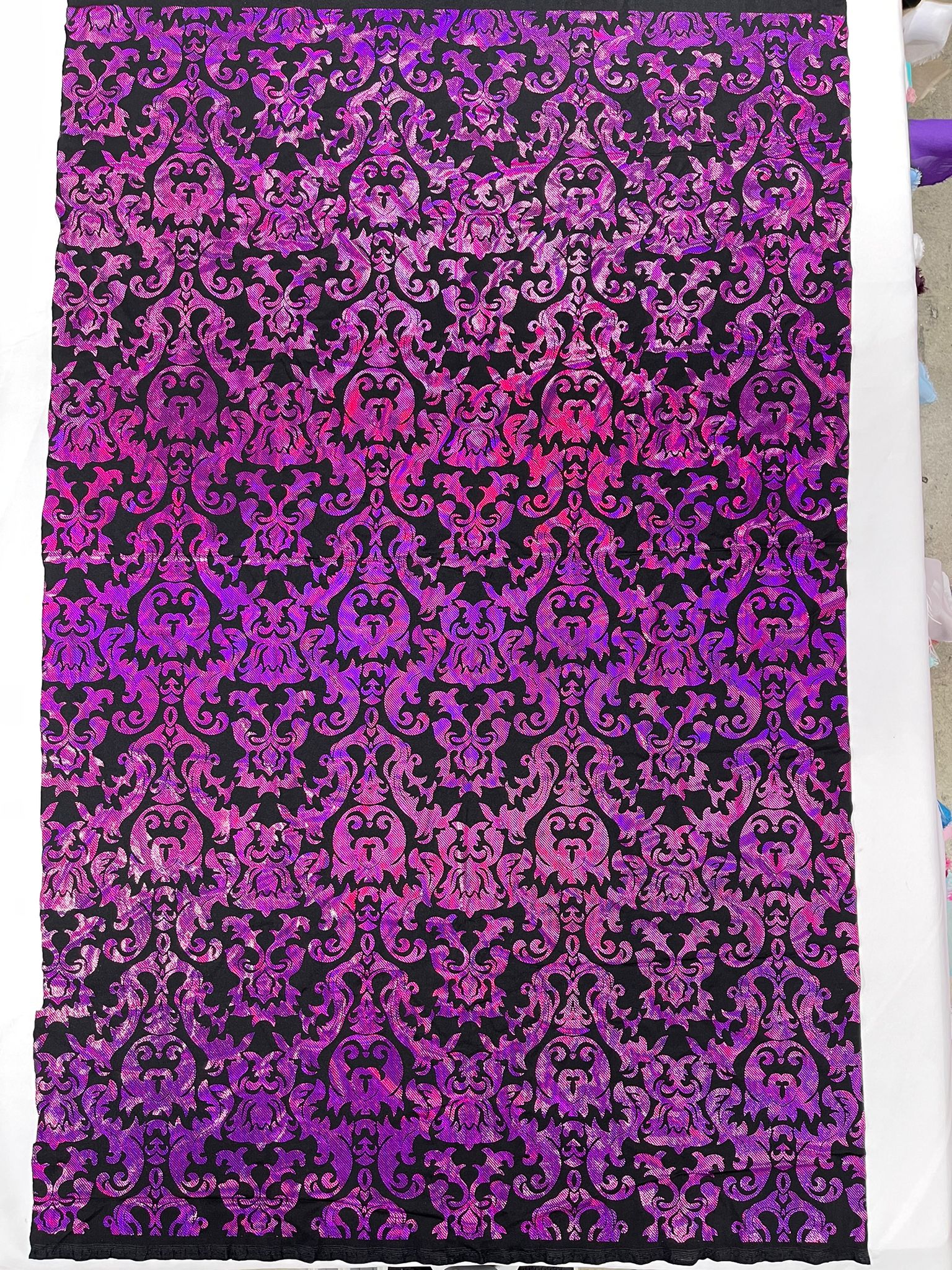 Metallic nylon spandex damask design 4way Stretch 58/60" Sold By The Yard.