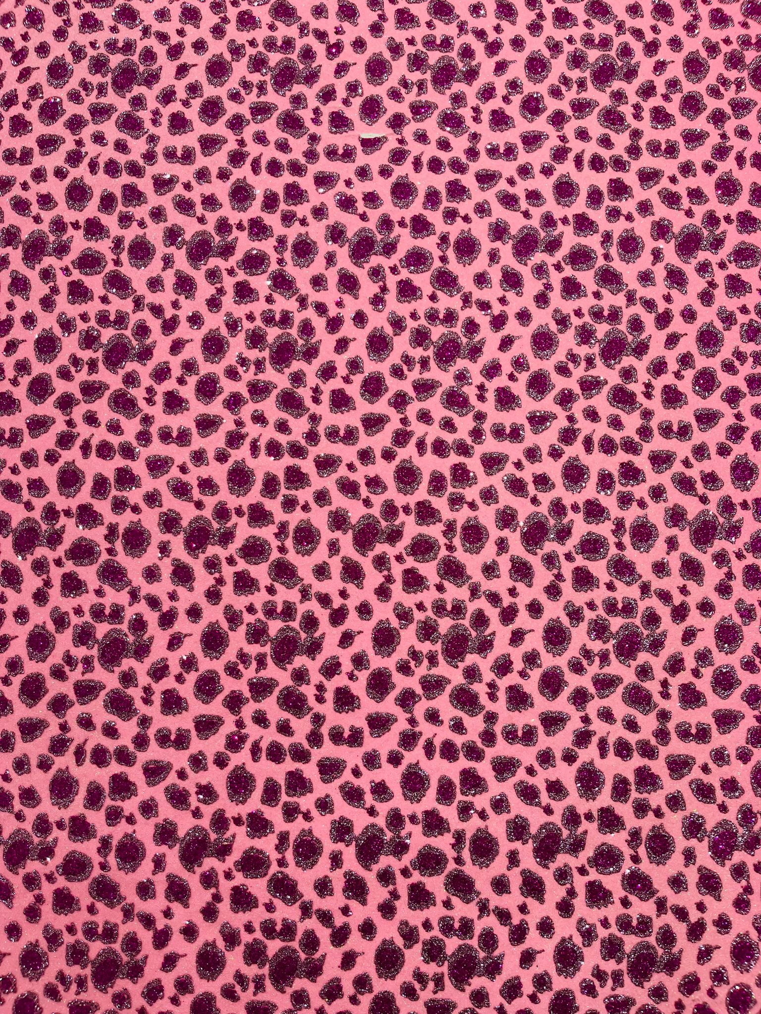 Leopard/ Chita glitter/Sparkle craft Upholstery On A Canvas Backing/Faux vinyl/48” wide.