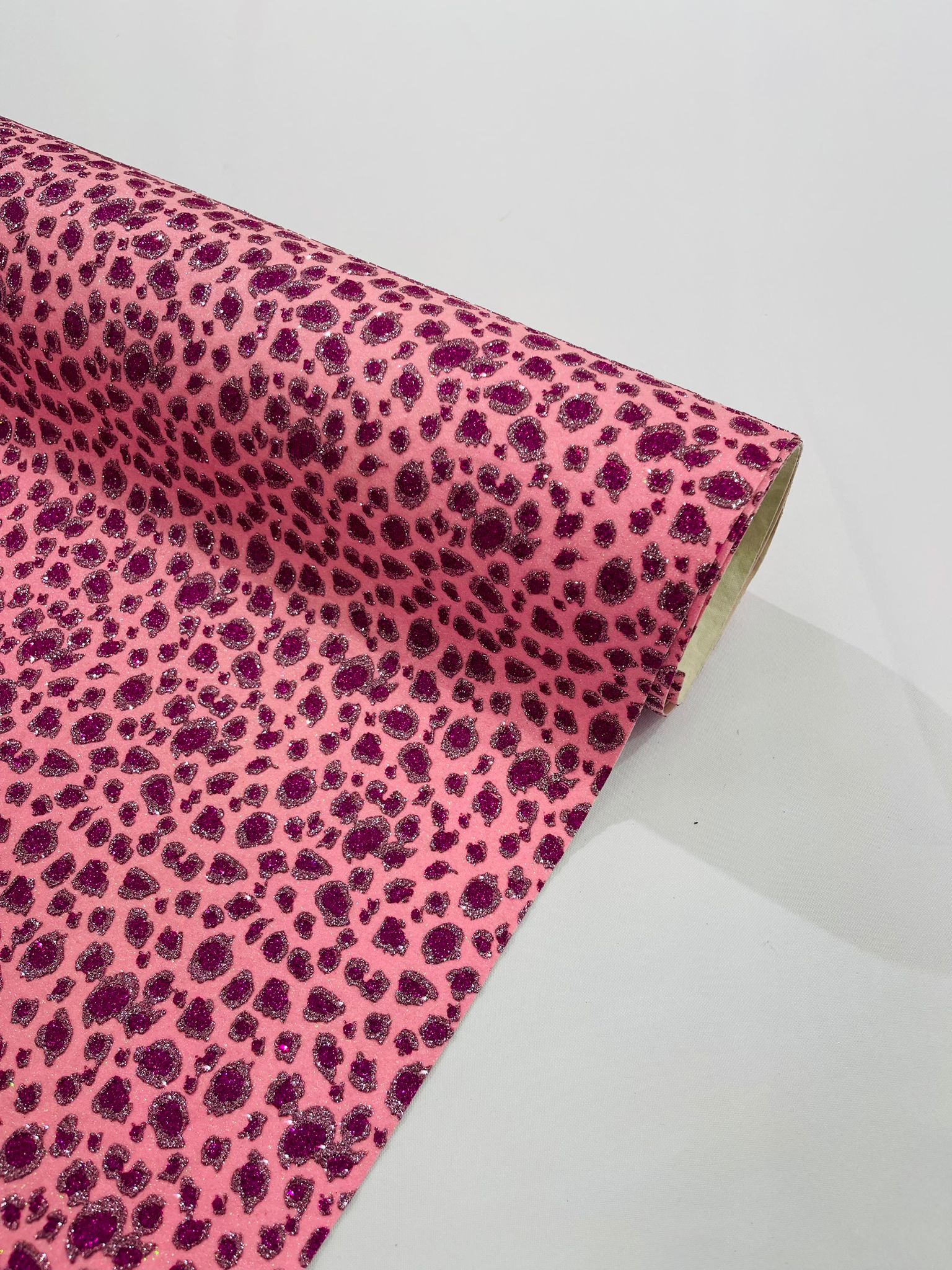 Leopard/ Chita glitter/Sparkle craft Upholstery On A Canvas Backing/Faux vinyl/48” wide.